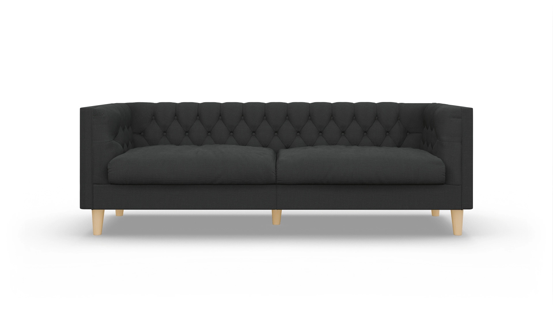 Stoff-Chesterfield NewChester.01 Ansicht des Produktes NewChester.01 3-Sitzer in Stoff schwarz