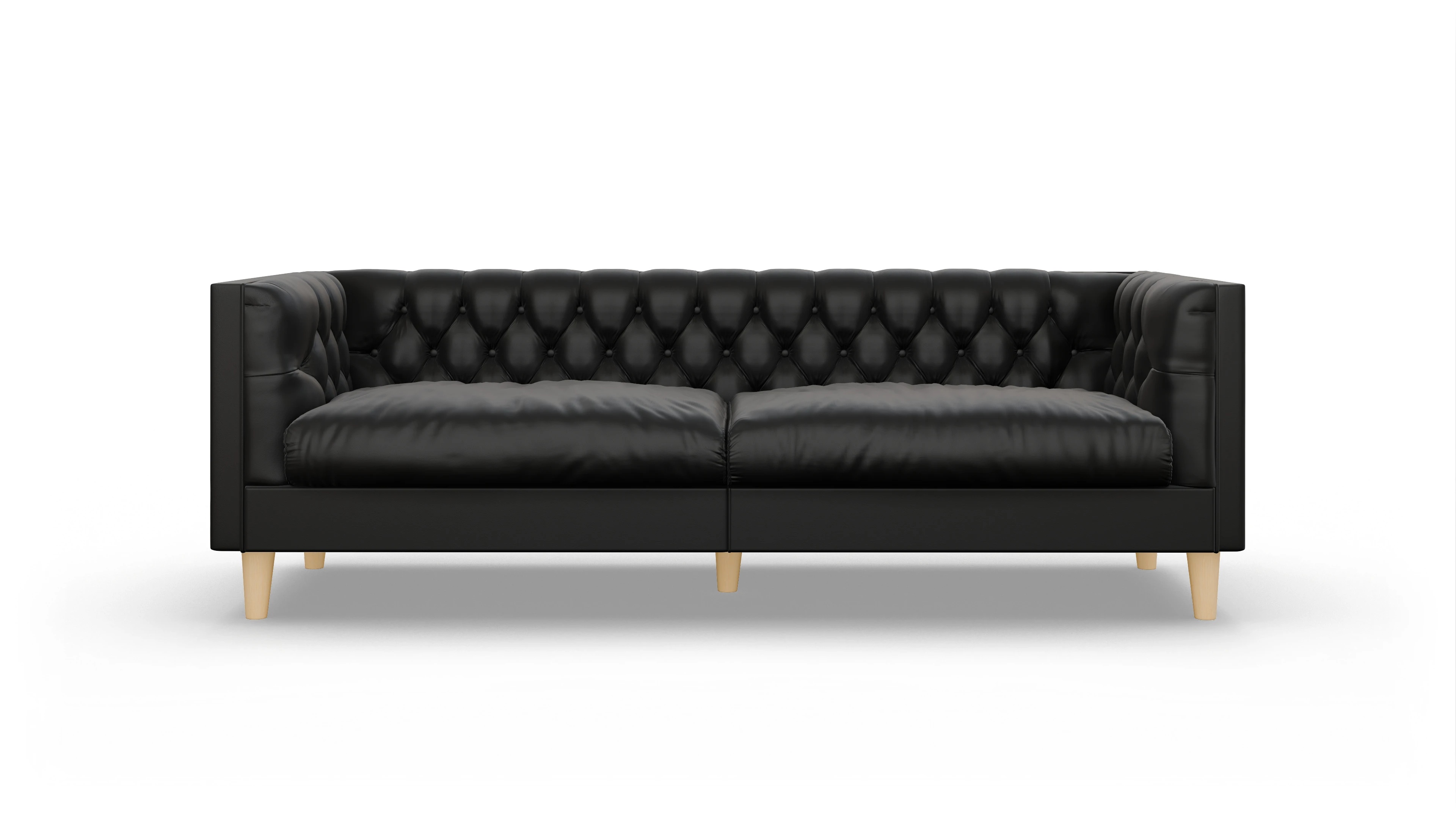 Chesterfield Sofa NewChester.01 Ansicht des Produktes NewChester.01 3-Sitzer in Leder schwarz