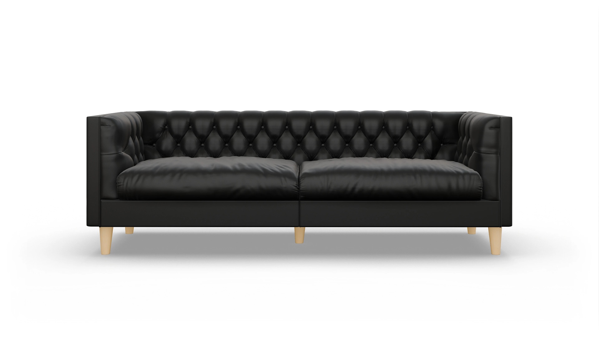 Chesterfield Sofa NewChester.01 Ansicht des Produktes NewChester.01 3-Sitzer in Leder schwarz