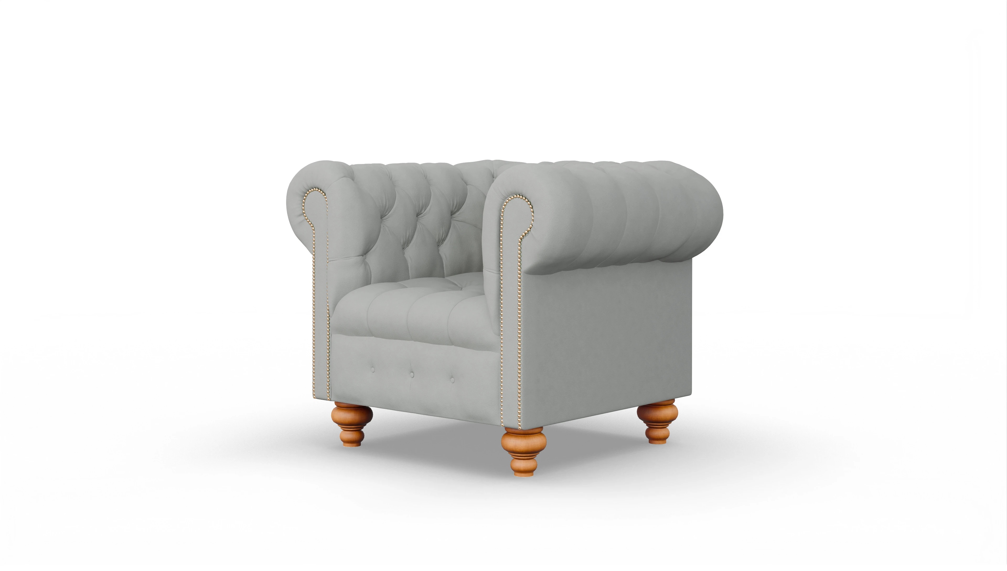 Victorian Chesterfield Sessel Liberty Ansicht des Produktes Liberty Sessel in Leder grau