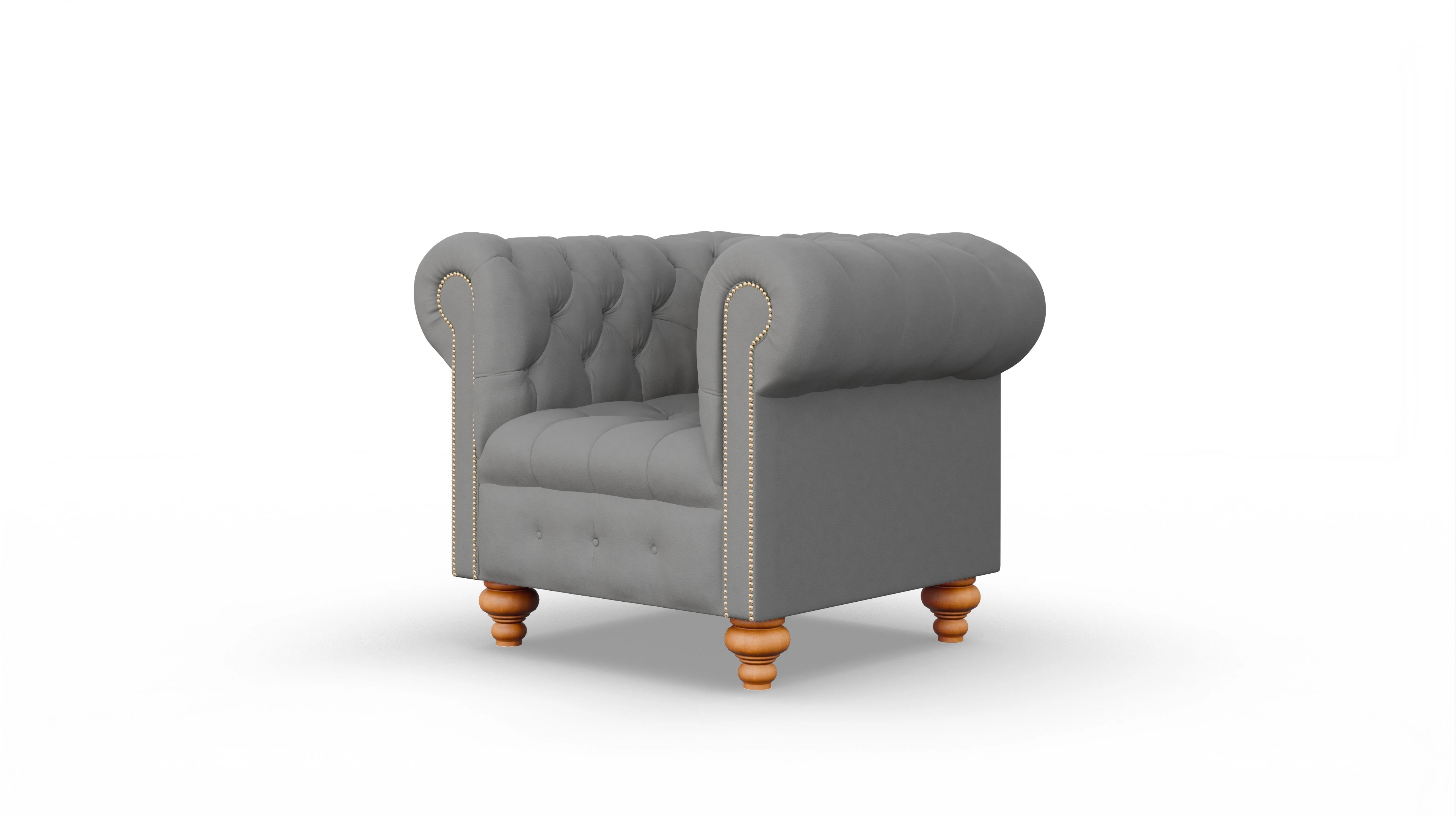 Victorian Chesterfield Sessel Liberty Ansicht des Produktes Liberty Sessel in Leder grau