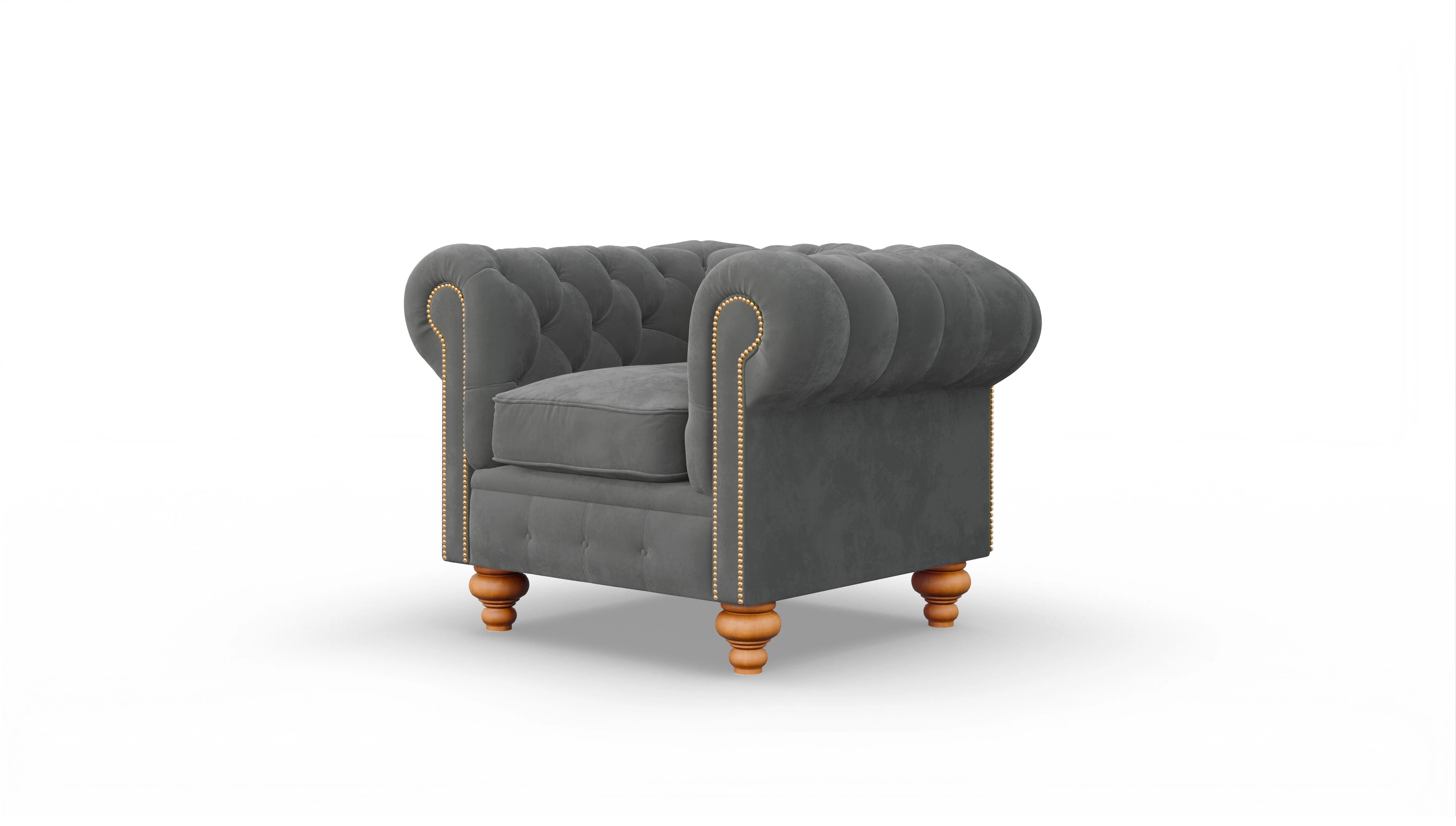 Chesterfield Samtsessel Trafalgar Ansicht des Produktes Trafalgar Sessel in Samt grau