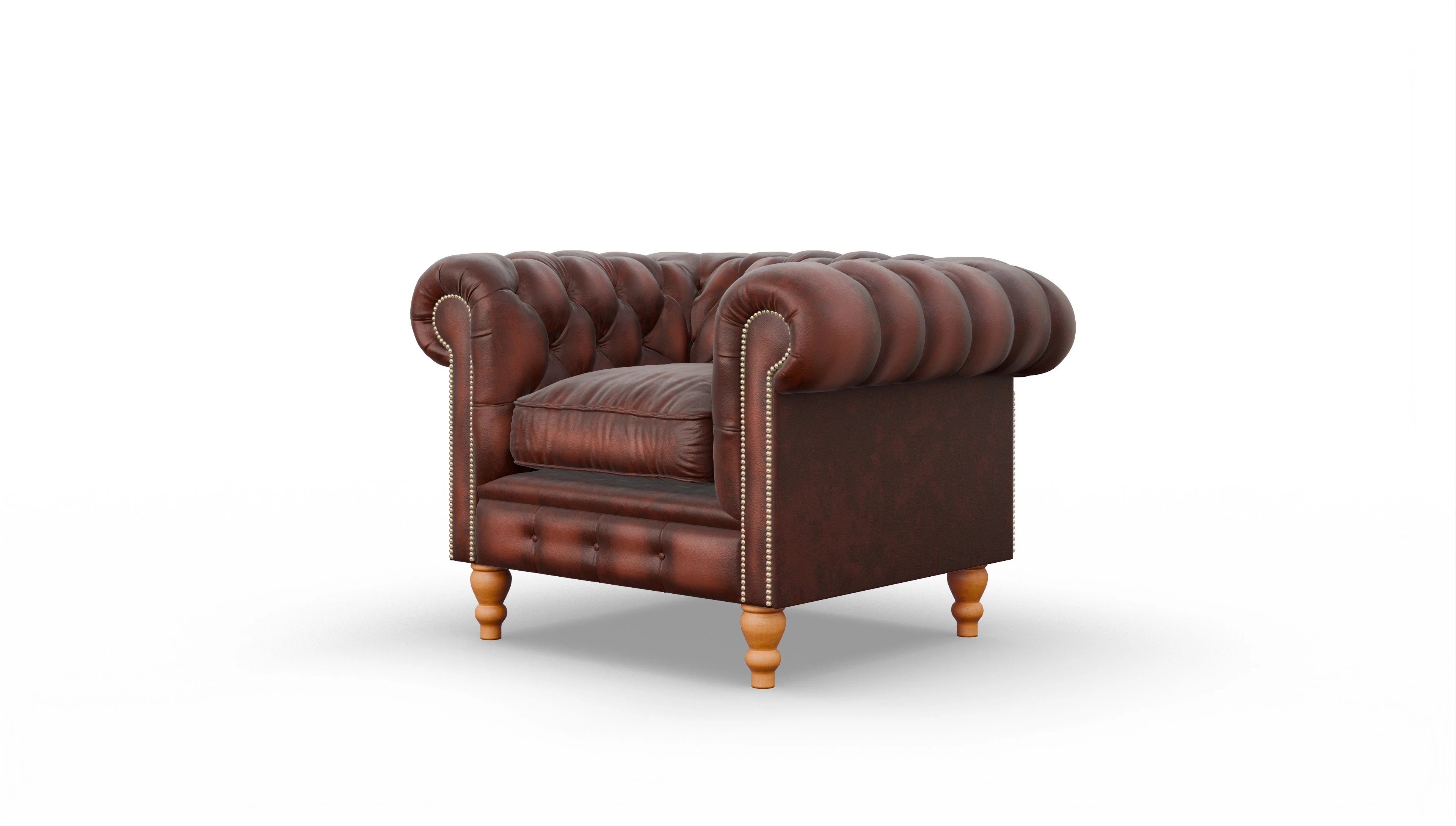 Chesterfield Clubsessel Russel Ansicht des Produktes Russel Sessel in Leder rot