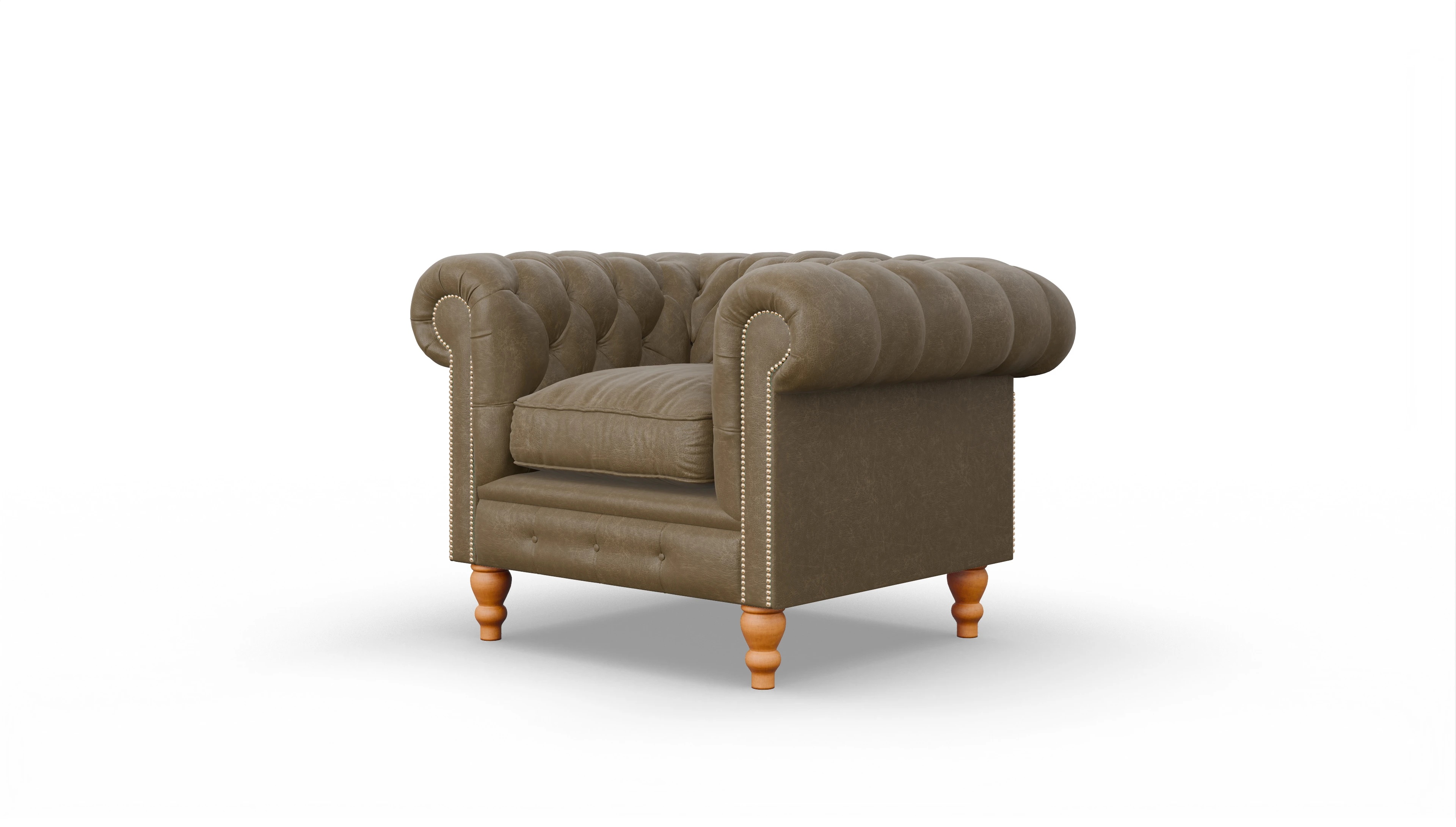 Chesterfield Clubsessel Russel Ansicht des Produktes Russel Sessel in Leder grün