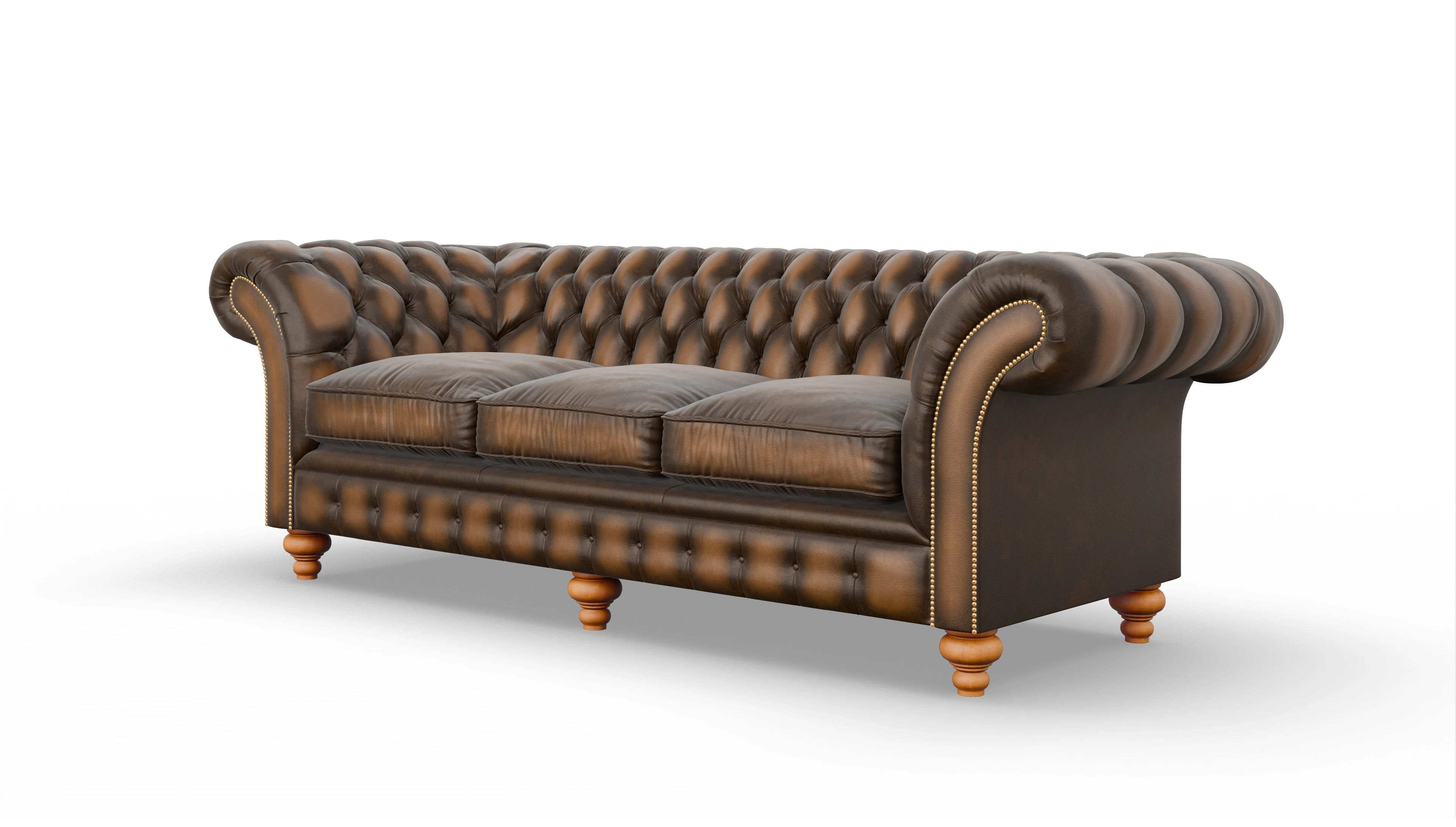 Kolonialstil-Sofa Knightsbridge Ansicht des Produktes Knightsbridge 4-Sitzer in Leder braun