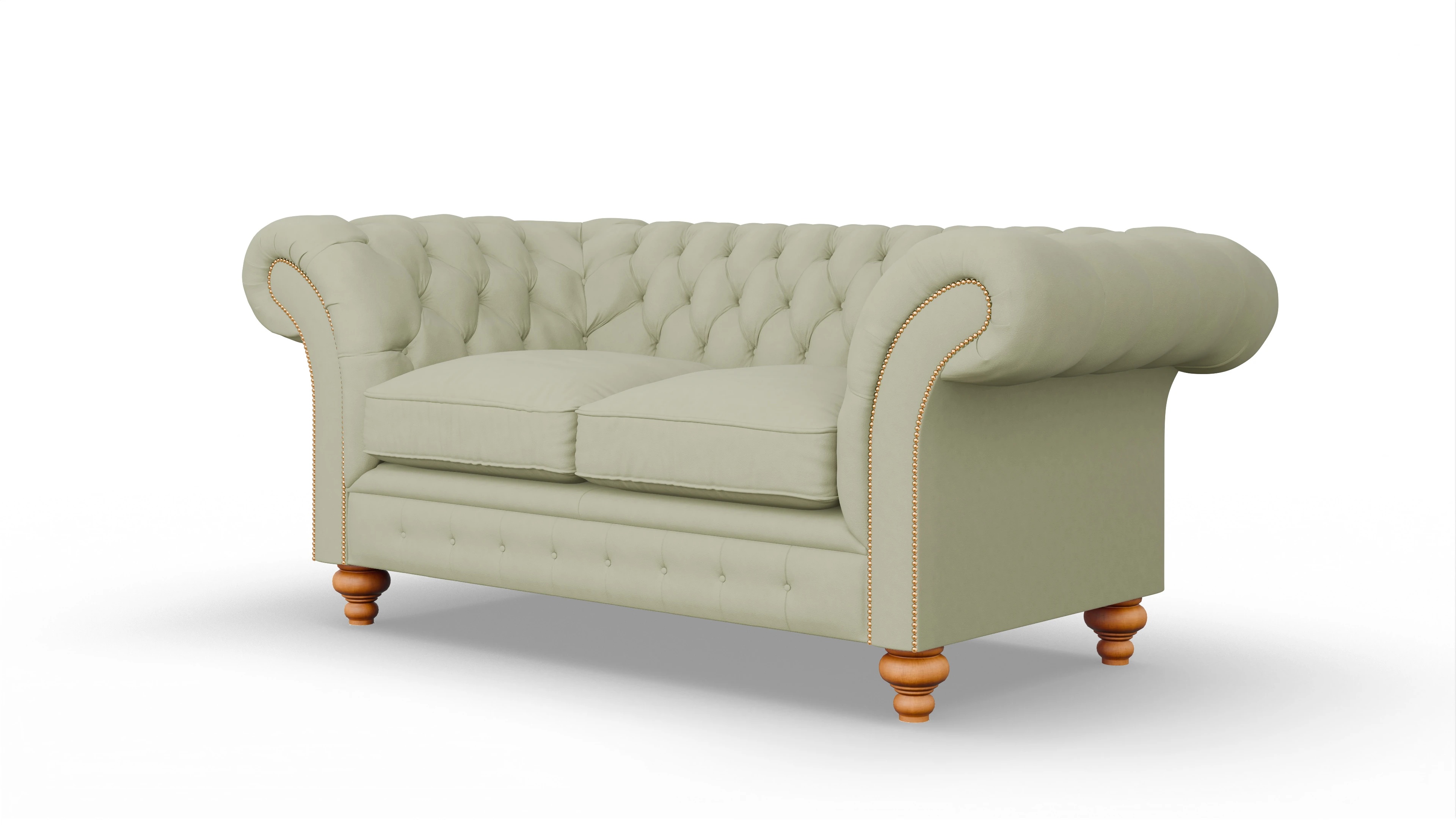 Kolonialstil-Sofa Knightsbridge Ansicht des Produktes Knightsbridge 2-Sitzer in Leder grün
