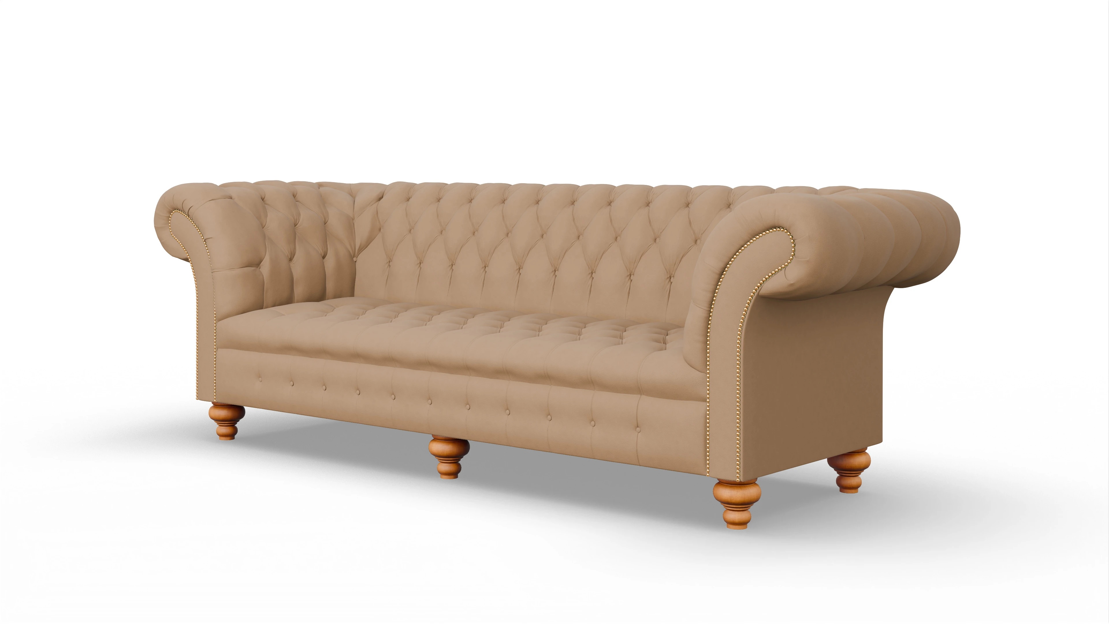 Kolonialstil-Sofa Mayfair Ansicht des Produktes Mayfair 4-Sitzer in Leder braun