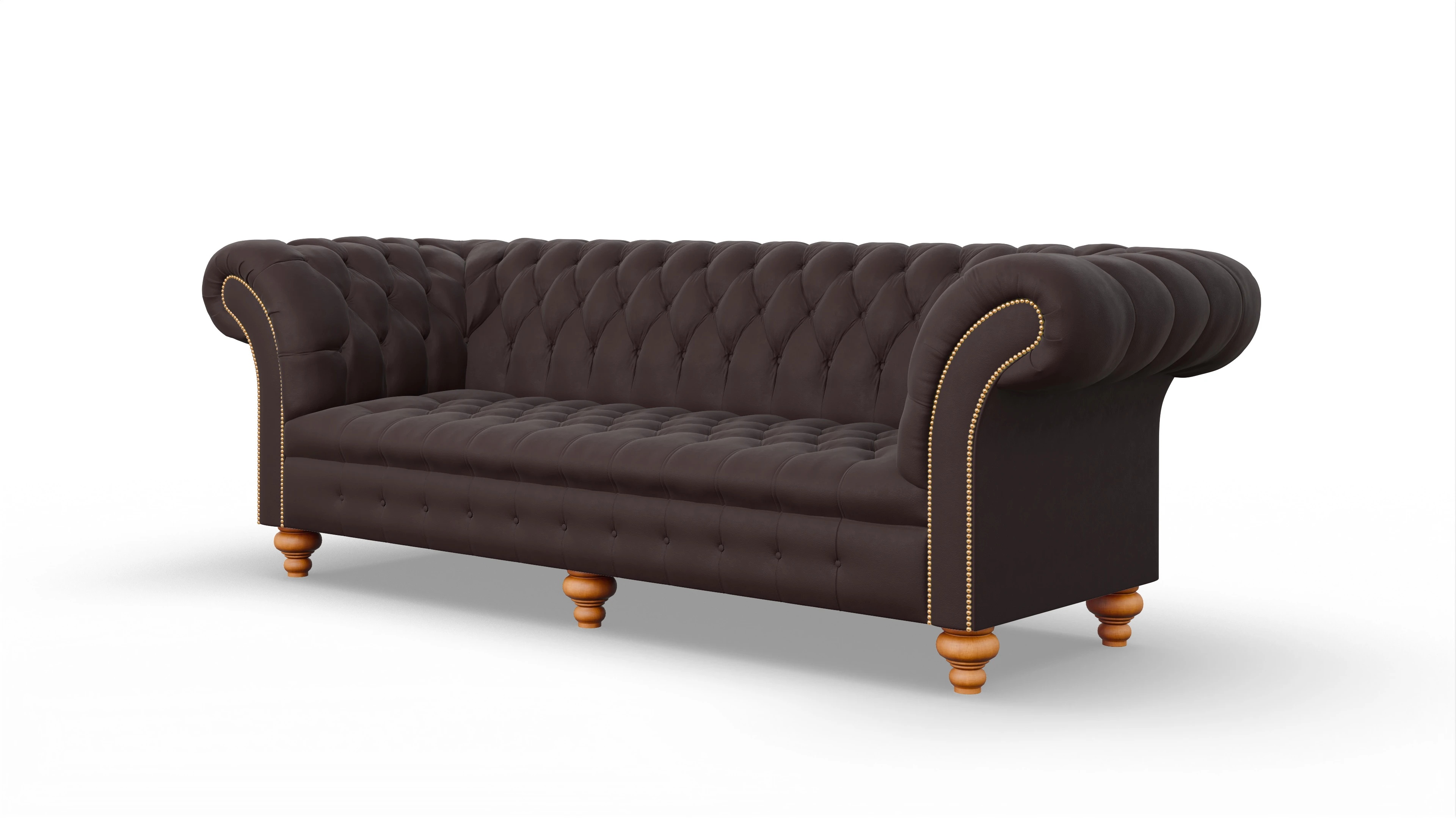 Kolonialstil-Sofa Mayfair Ansicht des Produktes Mayfair 4-Sitzer in Leder braun