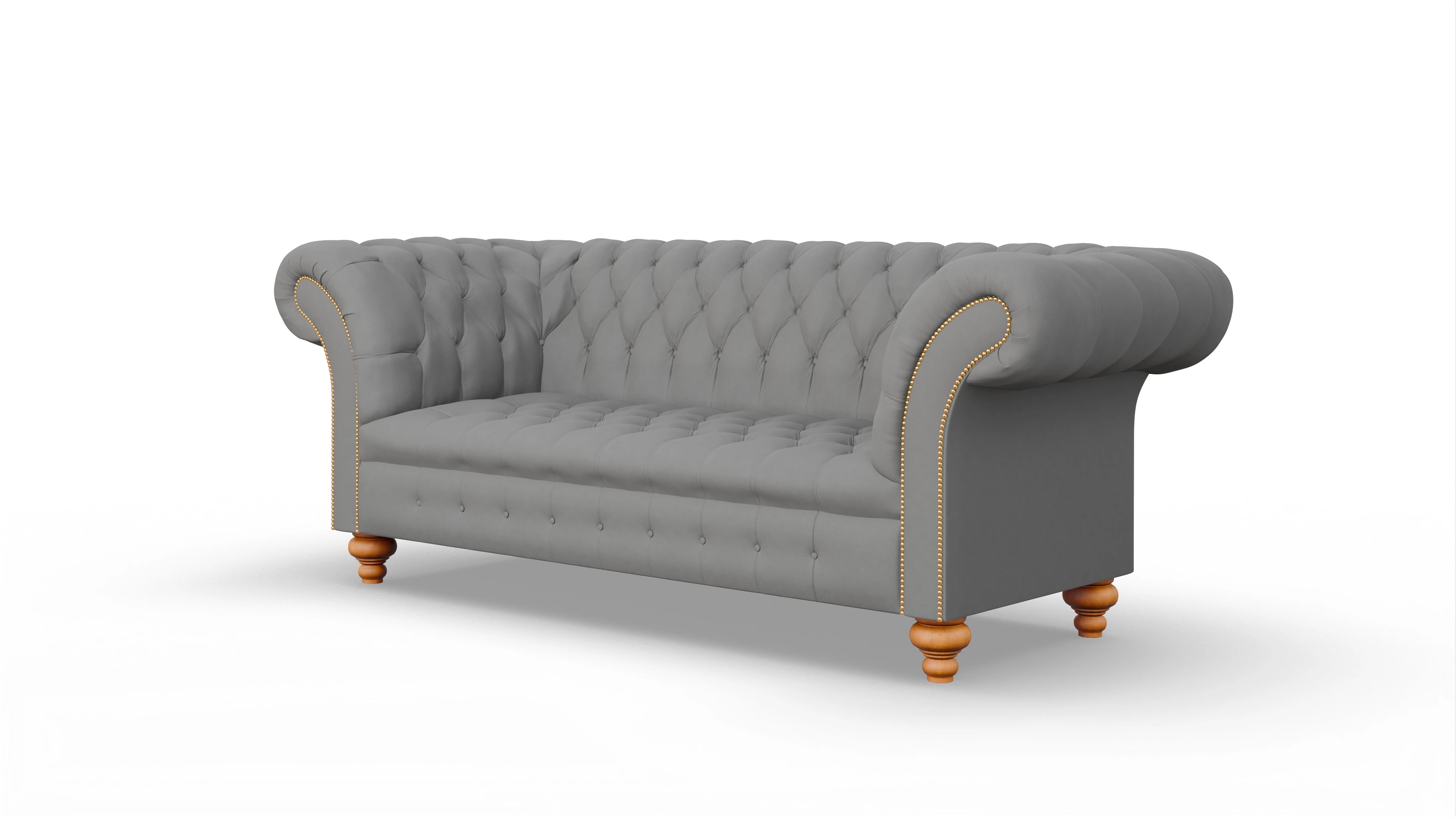 Kolonialstil-Sofa Mayfair Ansicht des Produktes Mayfair 3-Sitzer in Leder grau