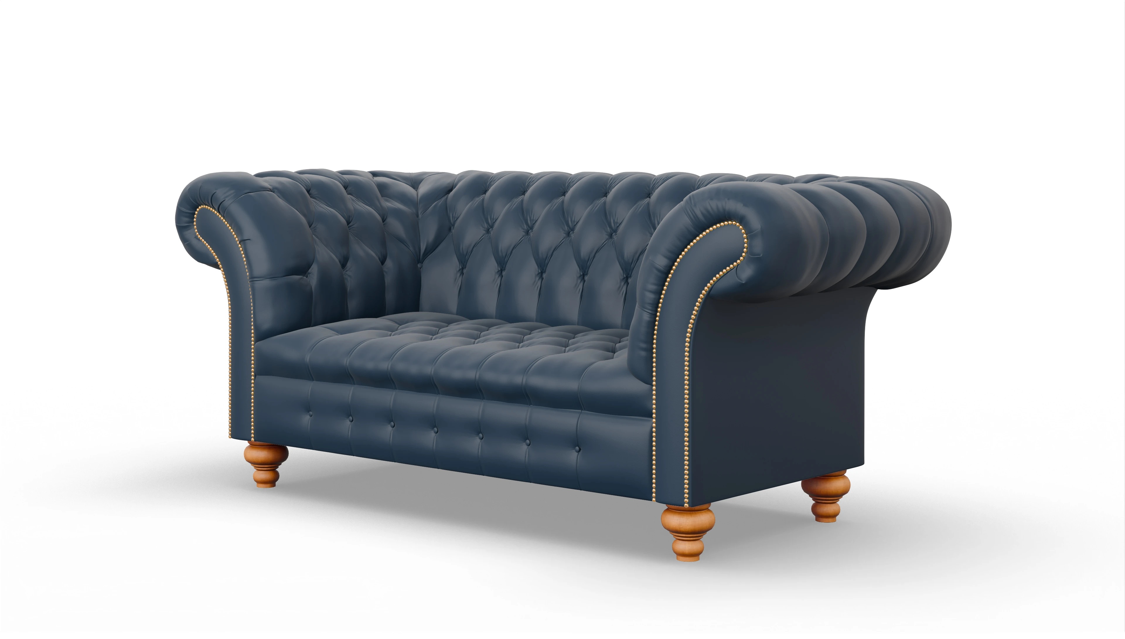 Kolonialstil-Sofa Mayfair Ansicht des Produktes Mayfair 2-Sitzer in Leder blau