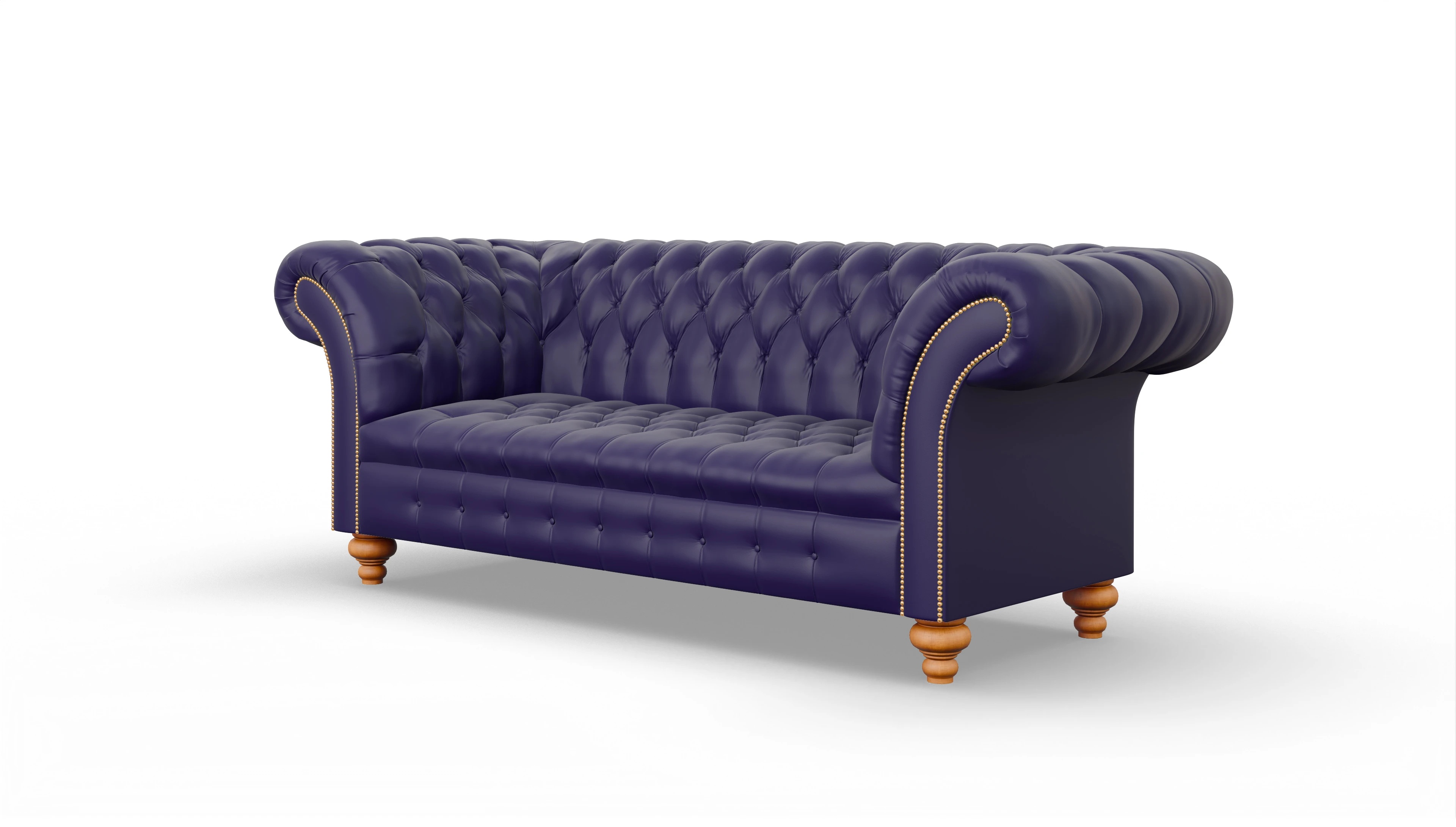 Kolonialstil-Sofa Mayfair Ansicht des Produktes Mayfair 3-Sitzer in Leder blau