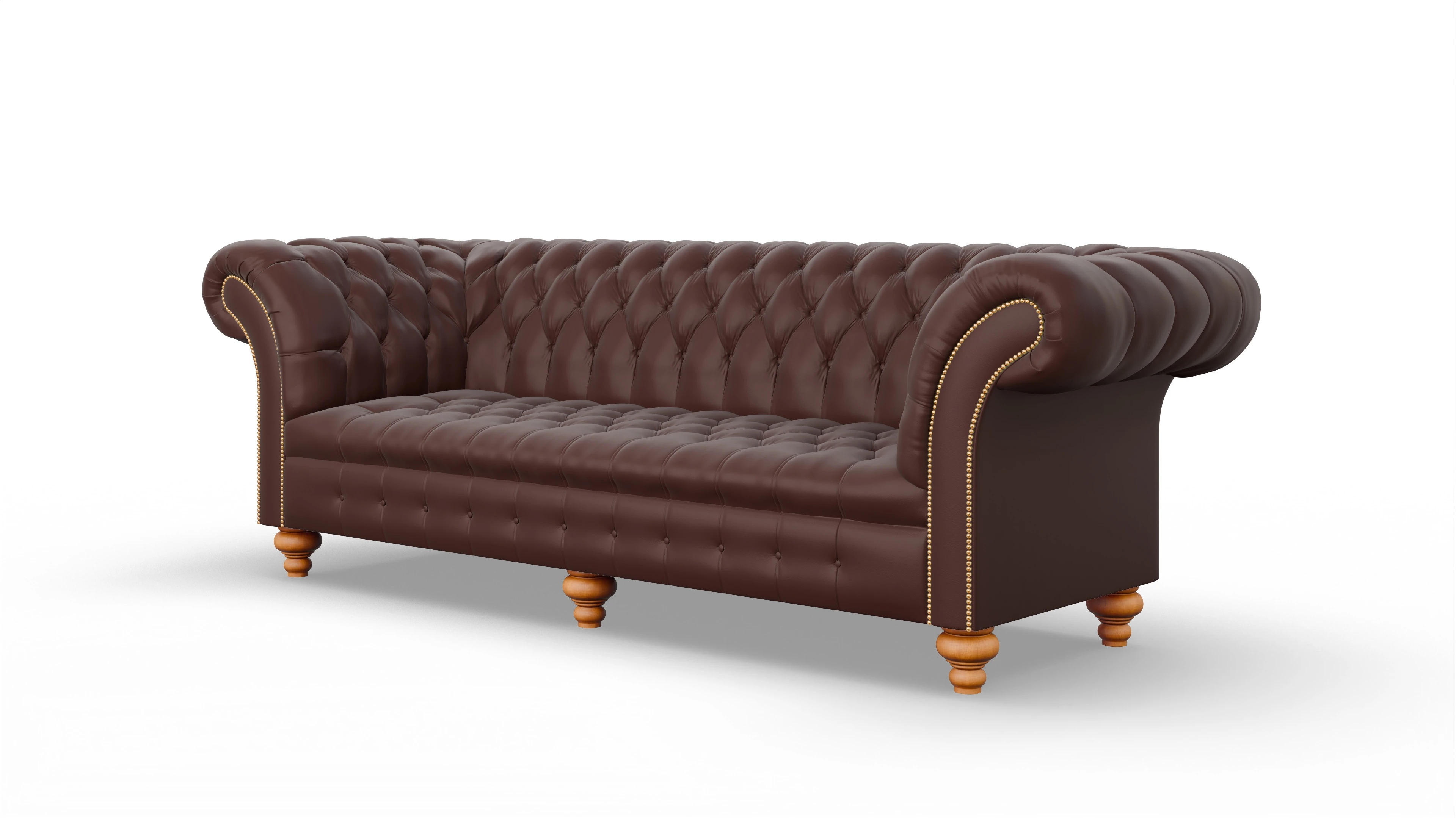 Kolonialstil-Sofa Mayfair Ansicht des Produktes Mayfair 4-Sitzer in Leder braun
