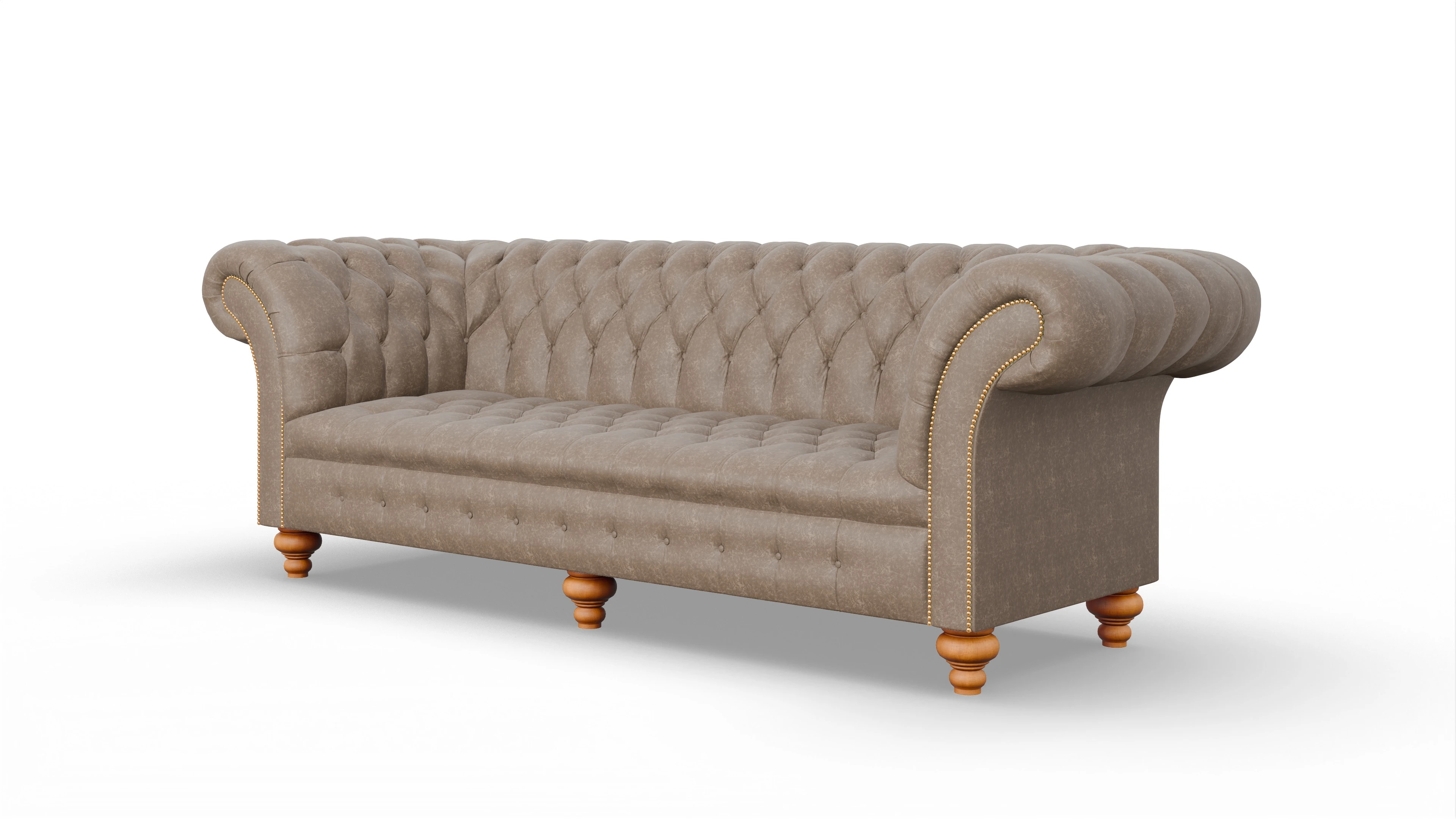 Kolonialstil-Sofa Mayfair Ansicht des Produktes Mayfair 4-Sitzer in Leder braun