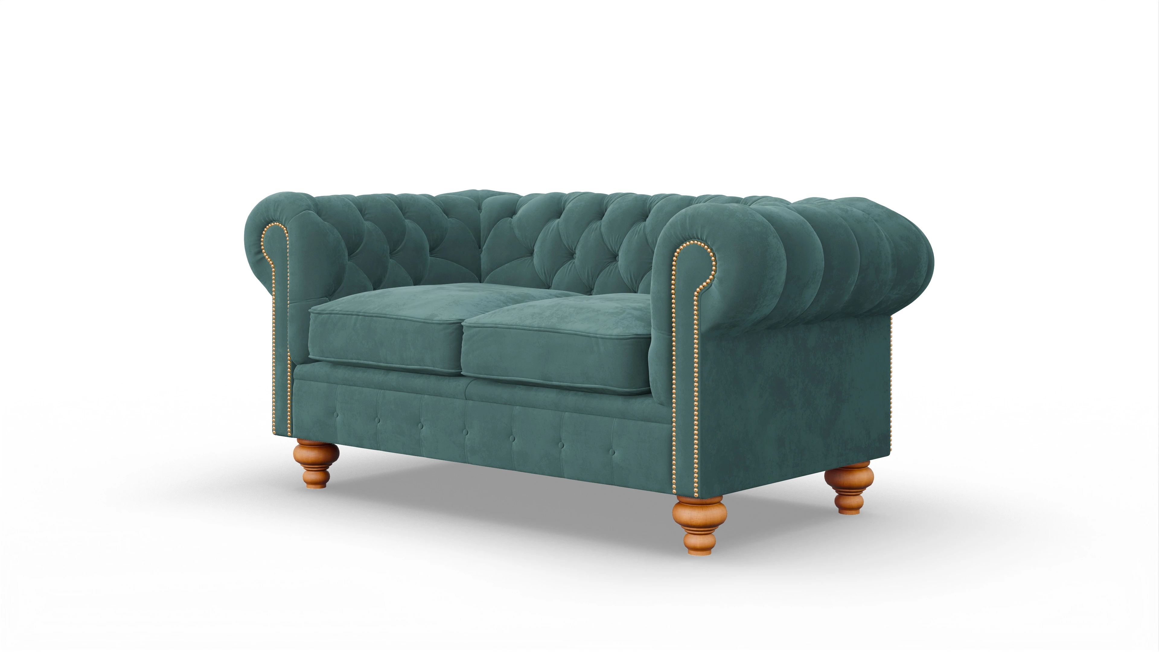 Chesterfield Samtsofa Trafalgar Ansicht des Produktes Trafalgar 2-Sitzer in Samt blau