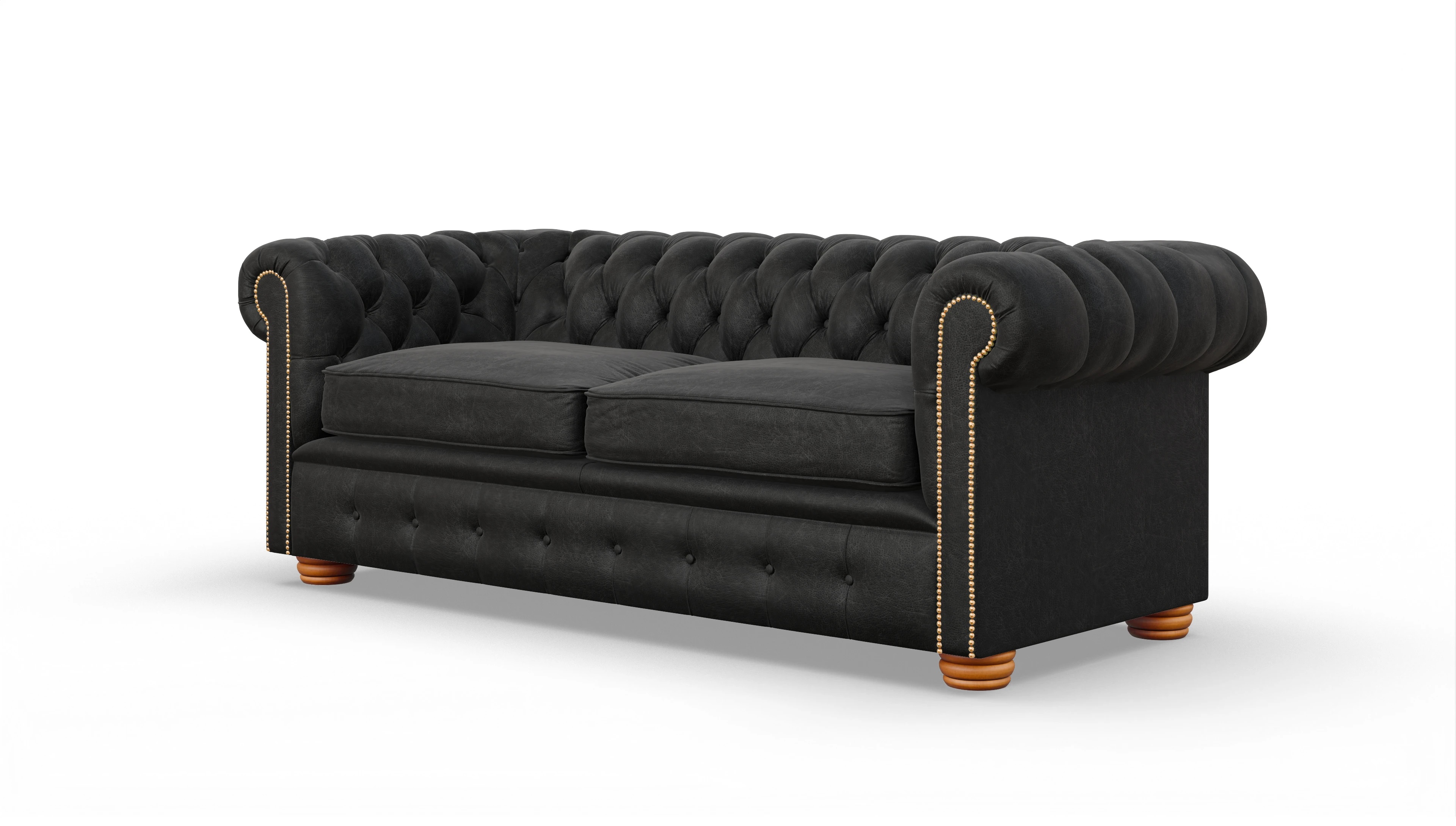 Chesterfield Sofa Carnaby Ansicht des Produktes Carnaby 3-Sitzer in Leder schwarz