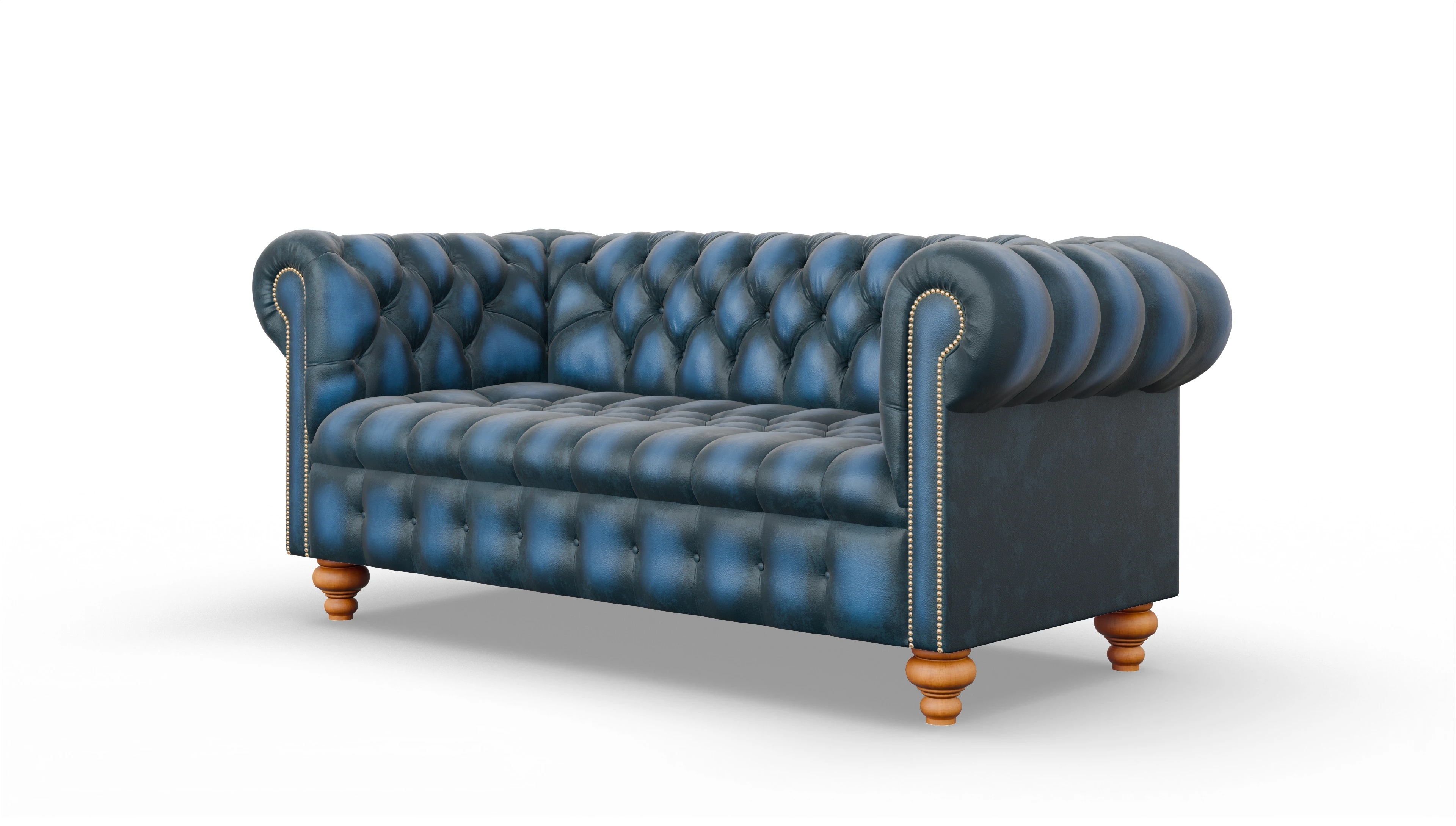 Victorian Chesterfield Sofa Liberty Ansicht des Produktes Liberty 3-Sitzer in Leder blau