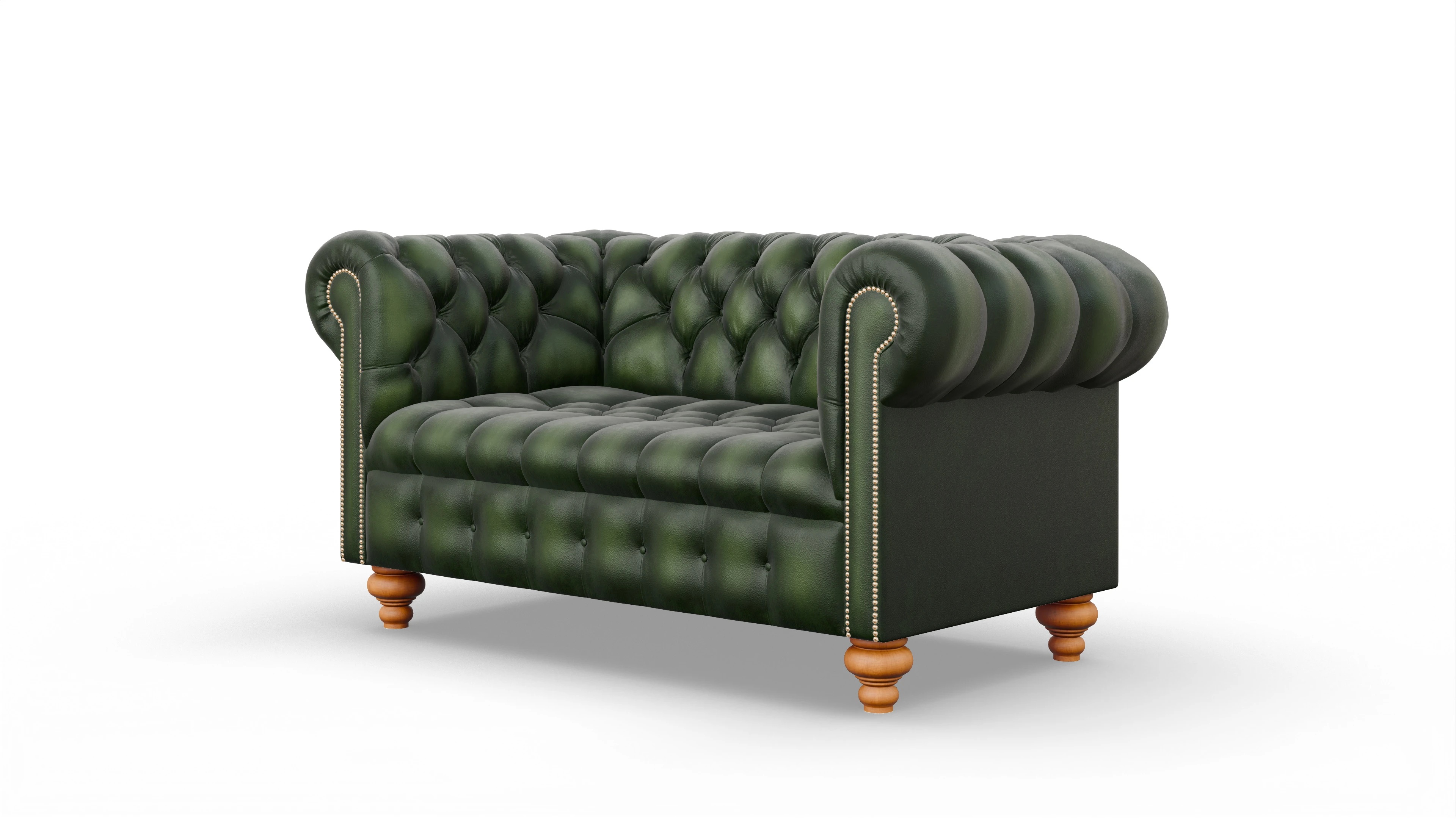 Victorian Chesterfield Sofa Liberty Ansicht des Produktes Liberty 2-Sitzer in Leder grün