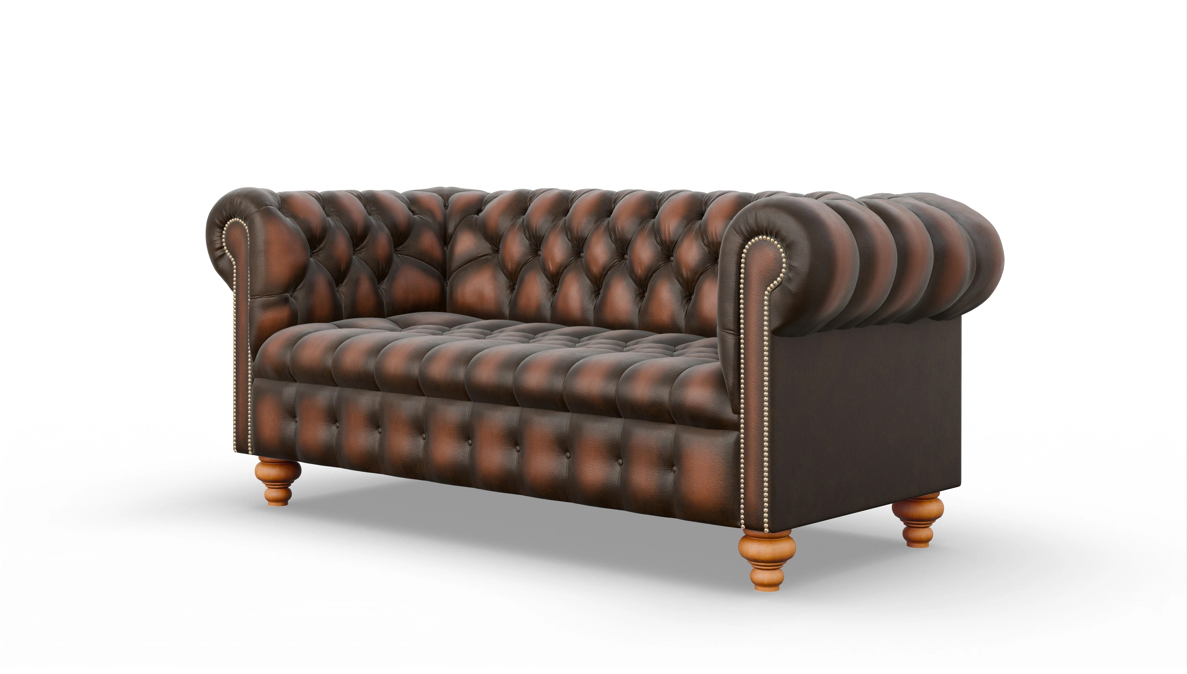 Victorian Chesterfield Sofa Liberty Ansicht des Produktes Liberty 3-Sitzer in Leder braun