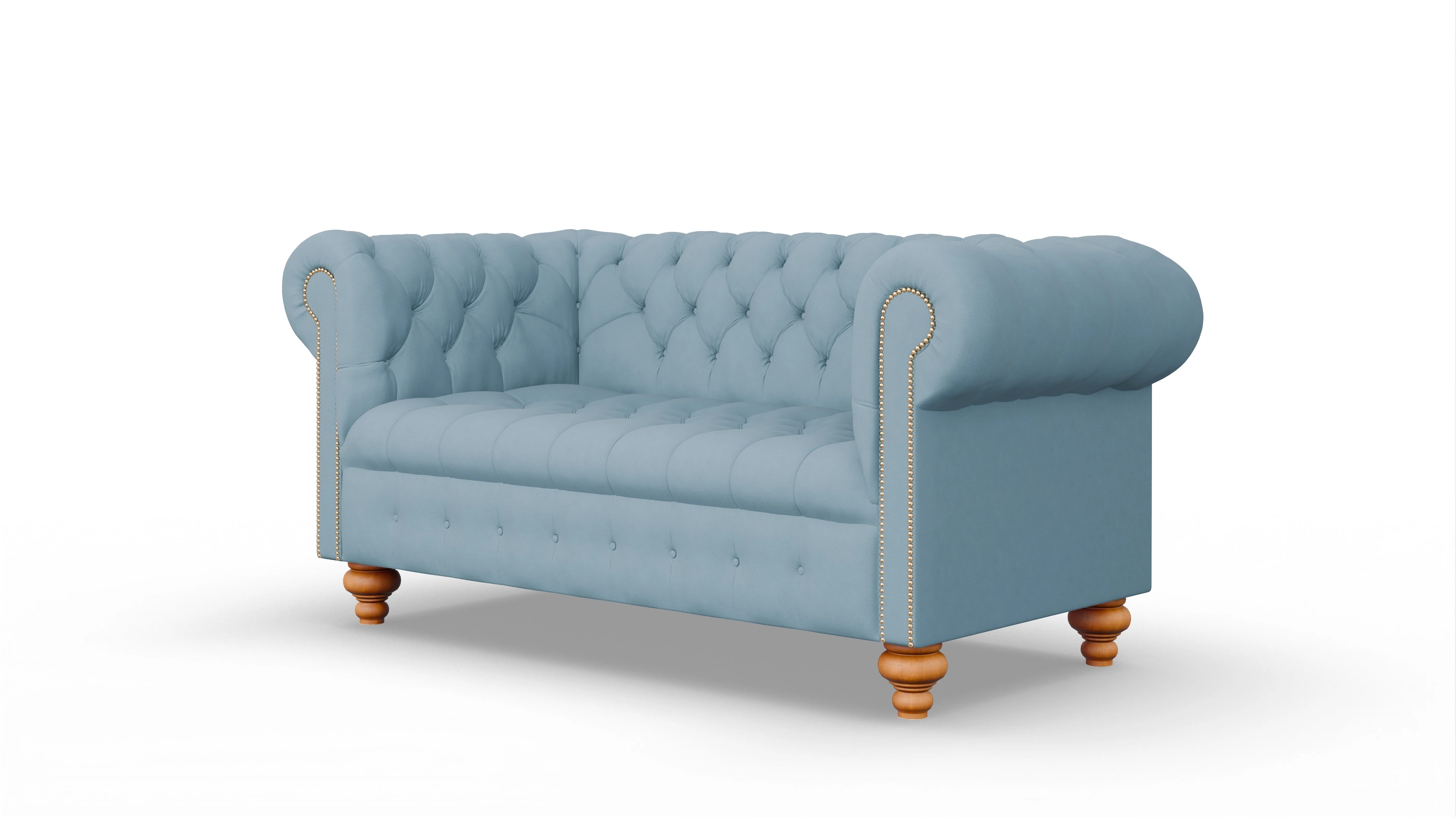 Victorian Chesterfield Sofa Liberty Ansicht des Produktes Liberty 2,5-Sitzer in Leder blau