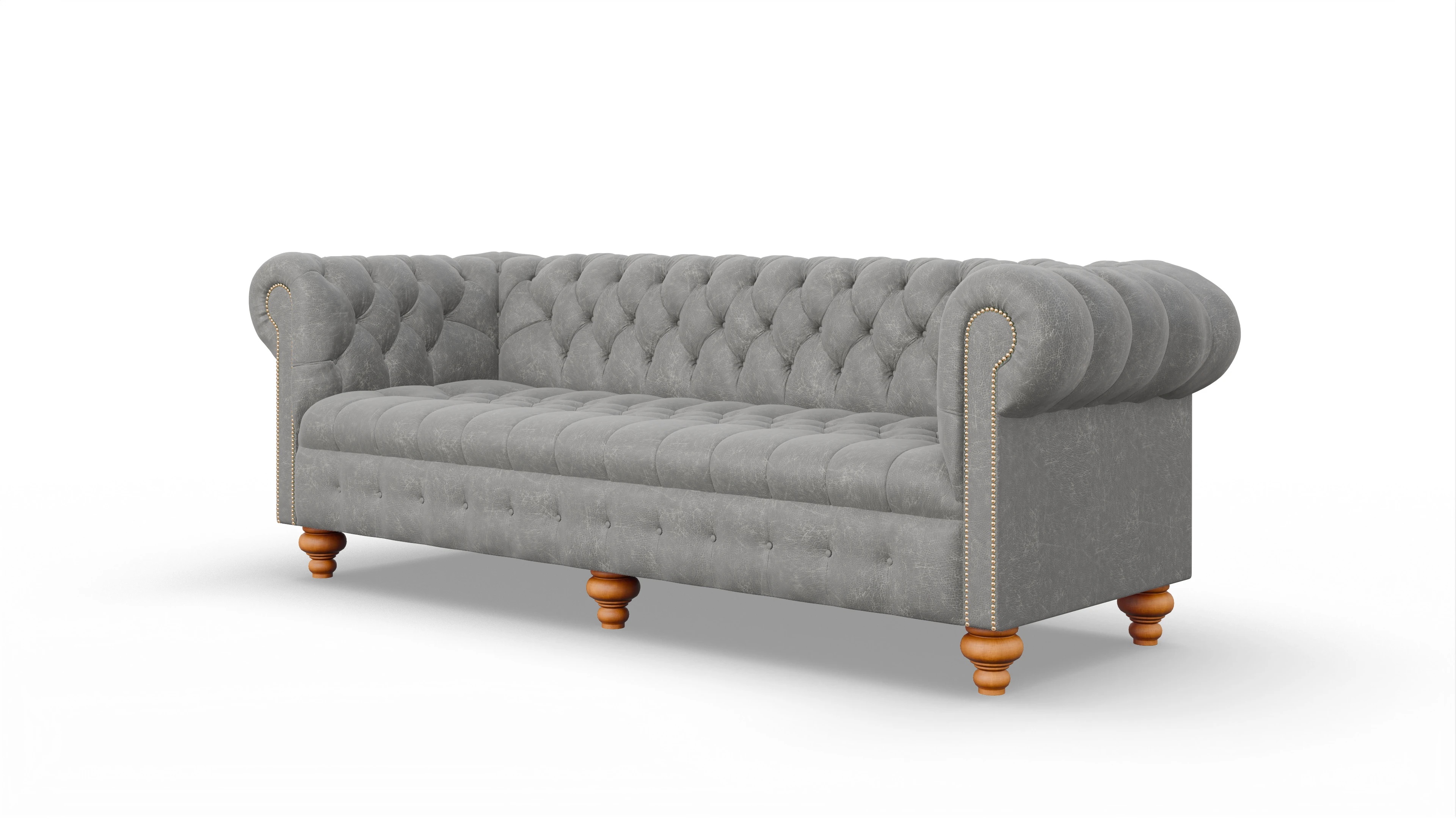 Victorian Chesterfield Sofa Liberty Ansicht des Produktes Liberty 4-Sitzer in Leder grau
