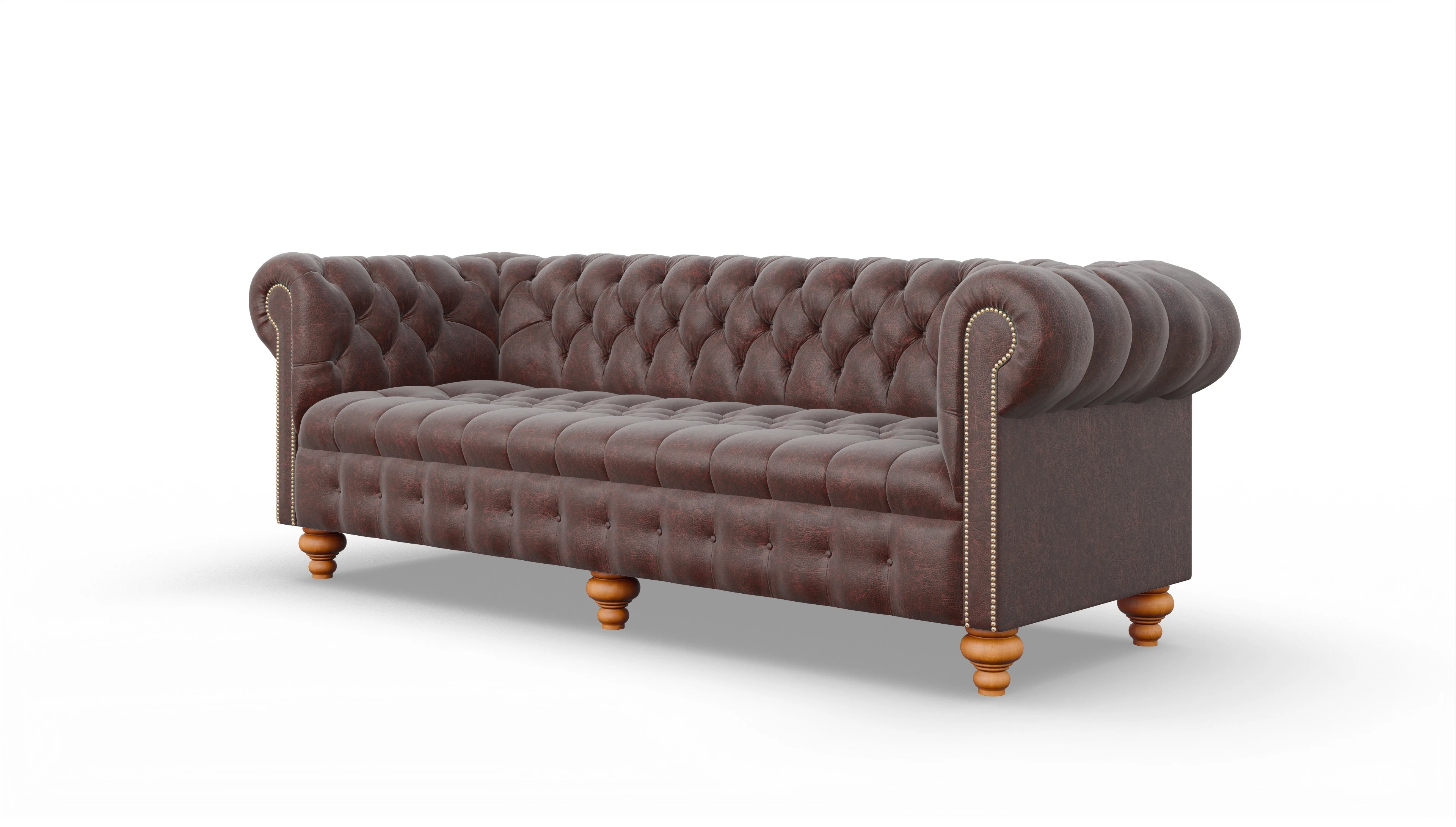 Victorian Chesterfield Sofa Liberty Ansicht des Produktes Liberty 4-Sitzer in Leder rot