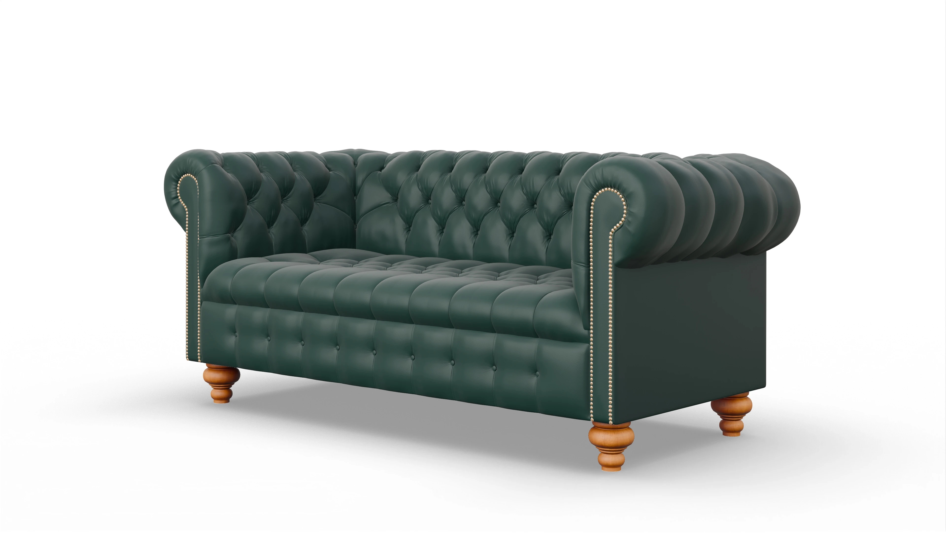 Victorian Chesterfield Sofa Liberty Ansicht des Produktes Liberty 3-Sitzer in Leder grün