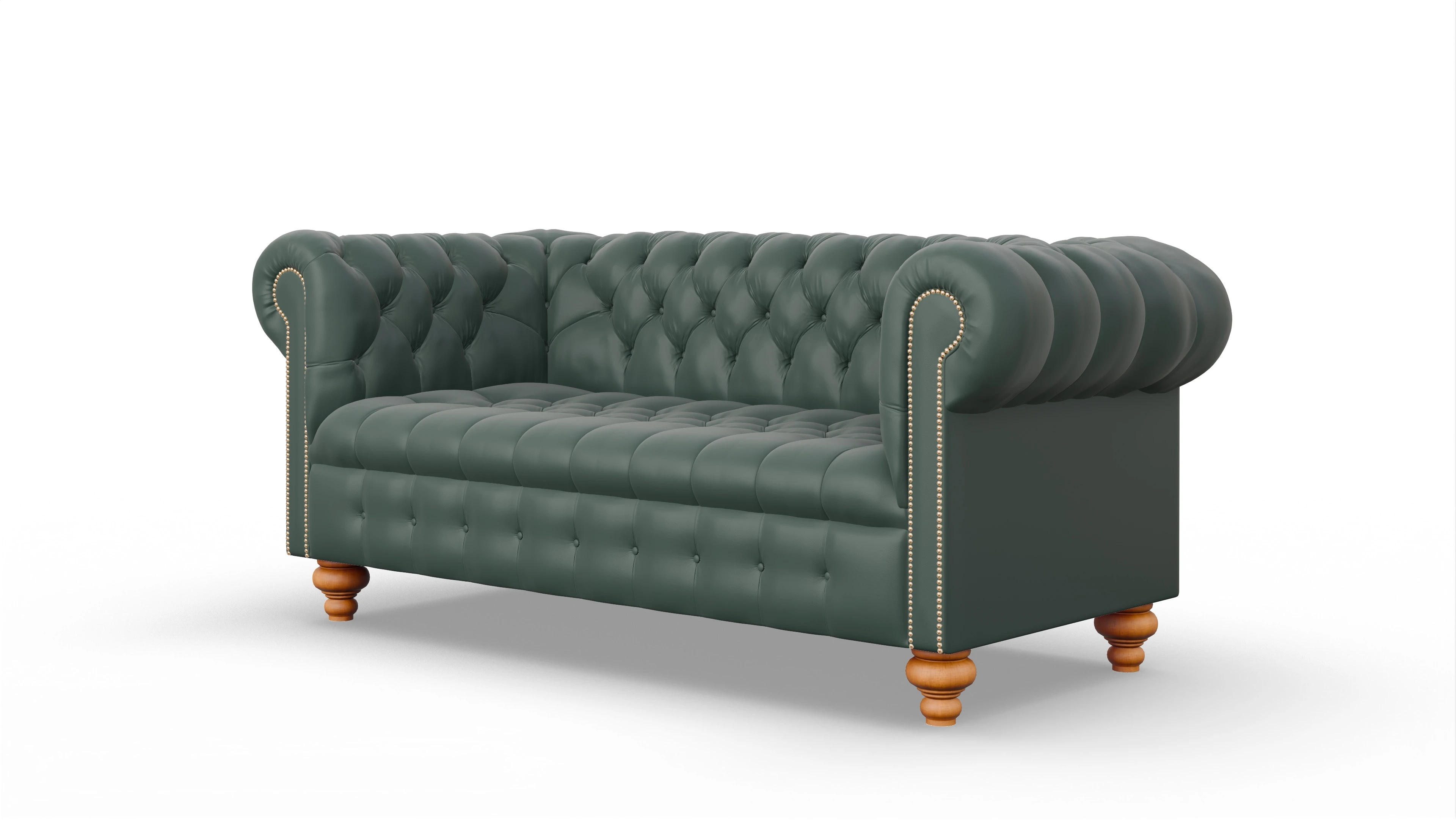 Victorian Chesterfield Sofa Liberty Ansicht des Produktes Liberty 3-Sitzer in Leder grün