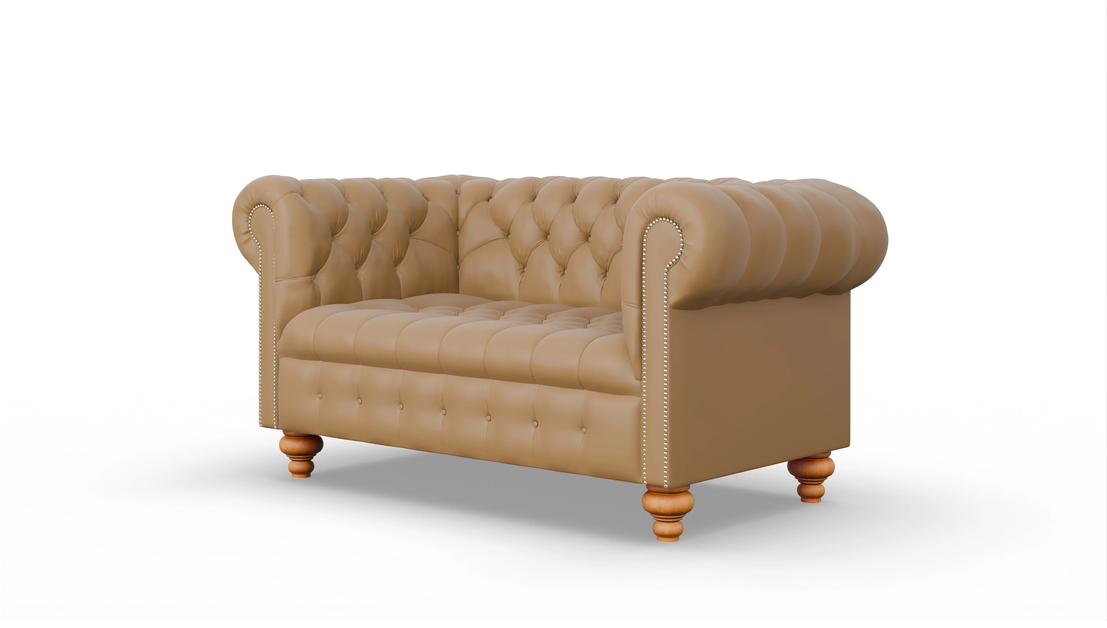 Victorian Chesterfield Sofa Liberty Ansicht des Produktes Liberty 2-Sitzer in Leder gelb