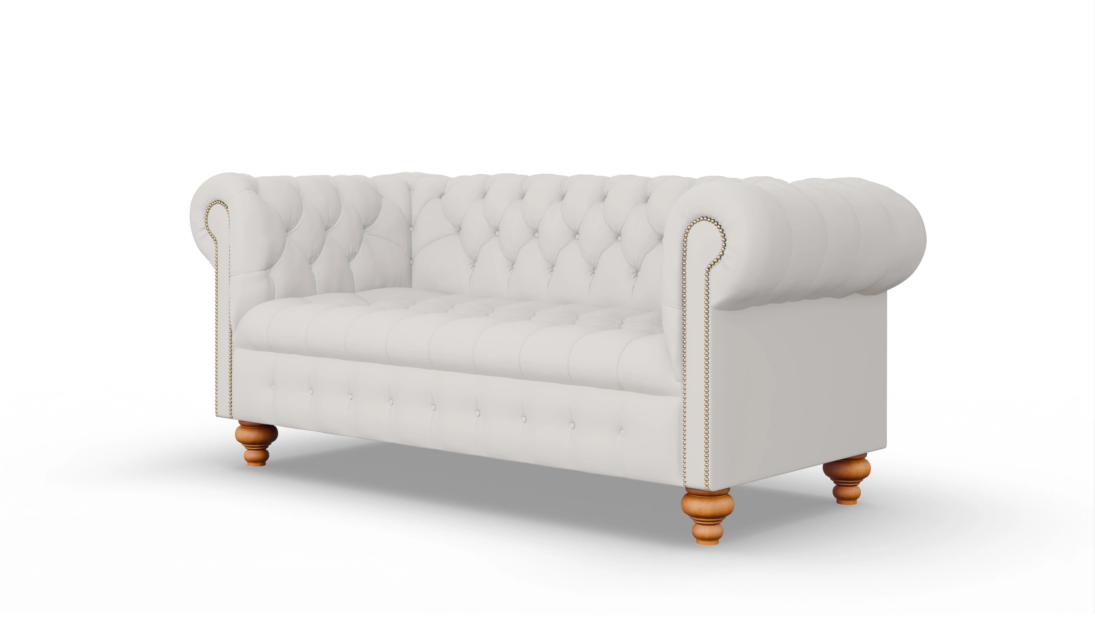 Victorian Chesterfield Sofa Liberty Ansicht des Produktes Liberty 3-Sitzer in Leder weiß