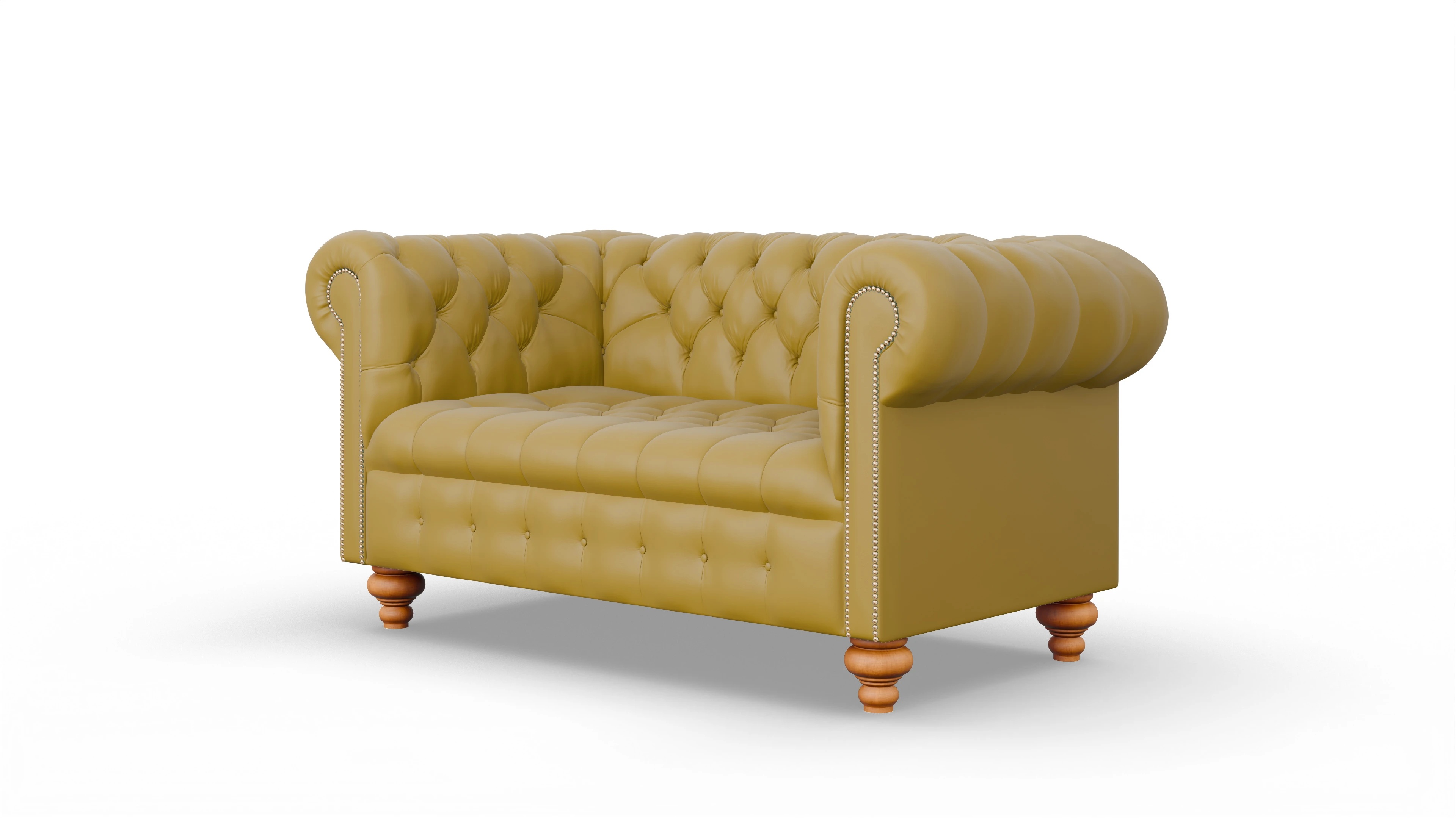 Victorian Chesterfield Sofa Liberty Ansicht des Produktes Liberty 2-Sitzer in Leder gelb