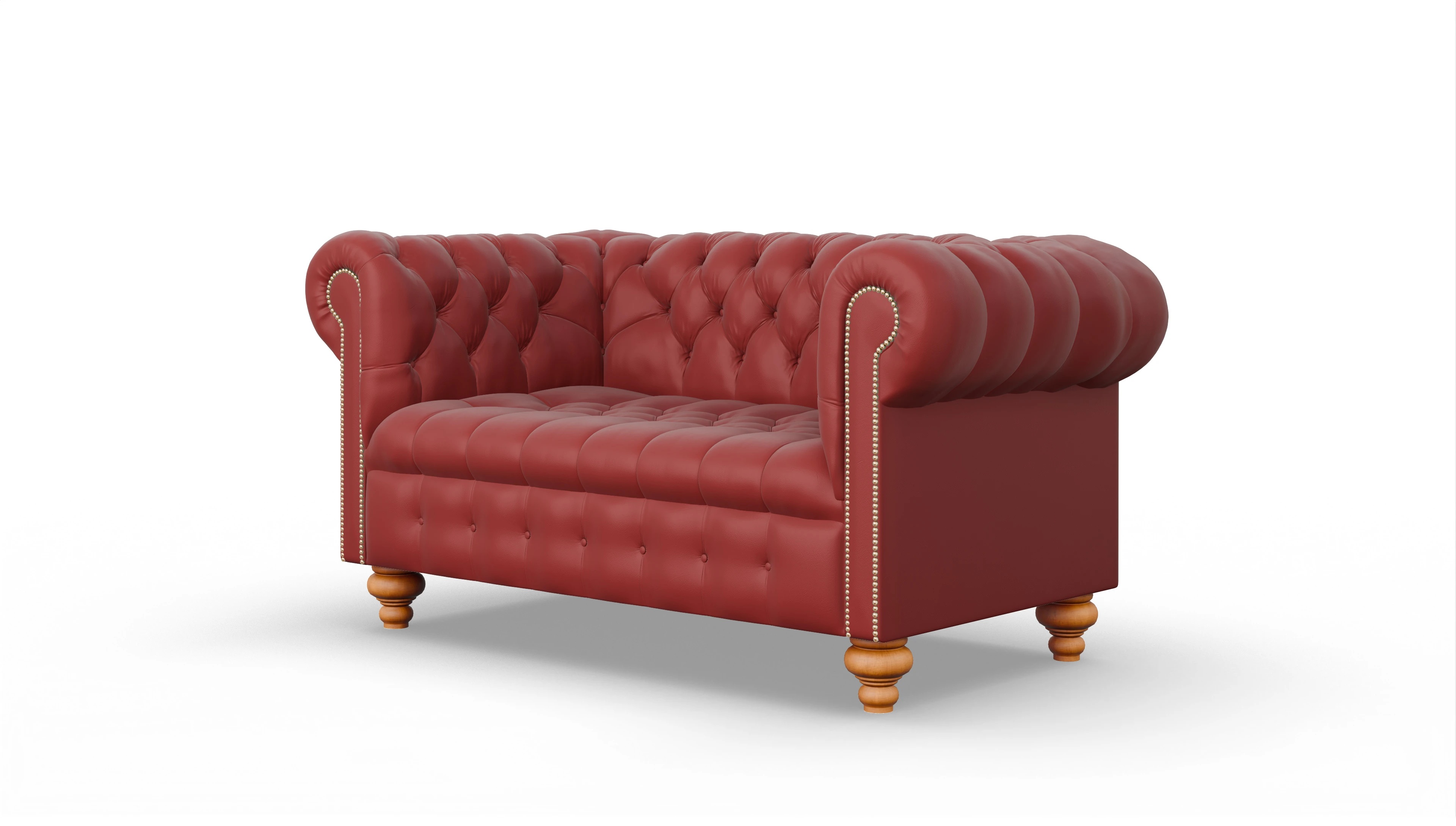 Victorian Chesterfield Sofa Liberty Ansicht des Produktes Liberty 2-Sitzer in Leder rot