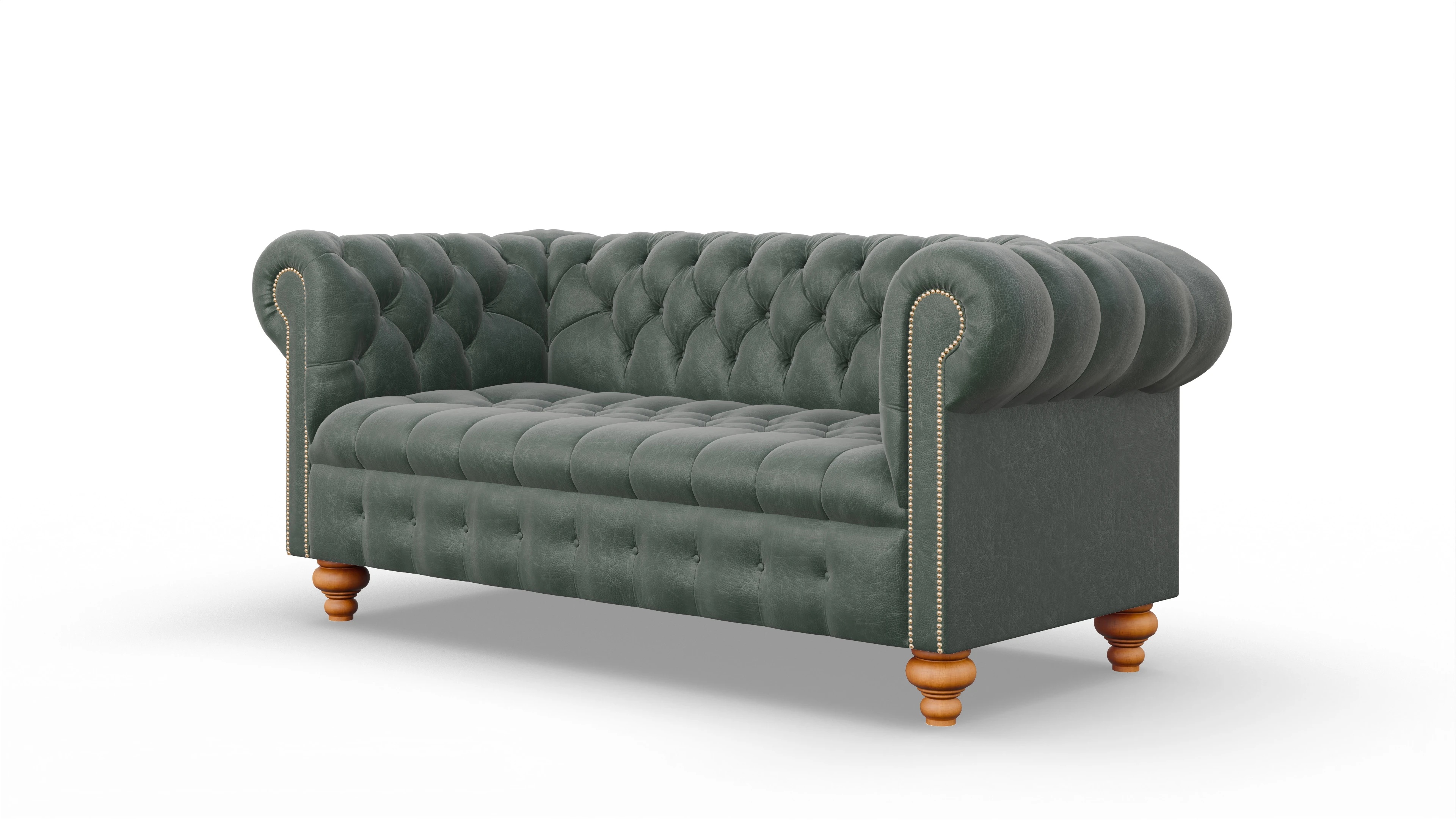 Victorian Chesterfield Sofa Liberty Ansicht des Produktes Liberty 3-Sitzer in Leder grün