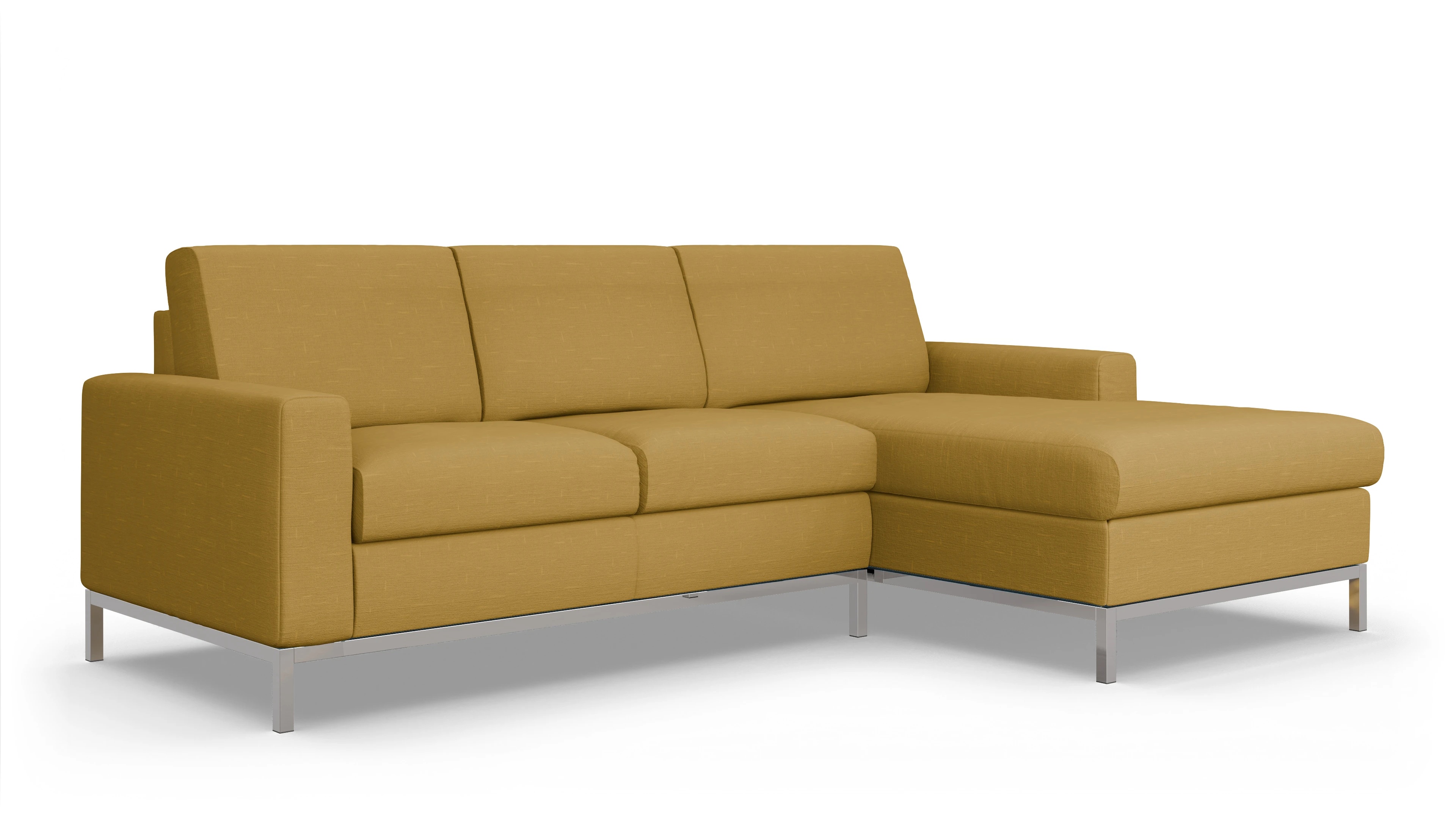 Eck-Schlafsofa Paglia in Stoff Ansicht des Produktes Paglia Sofa mit Rec rechts in Stoff gelb