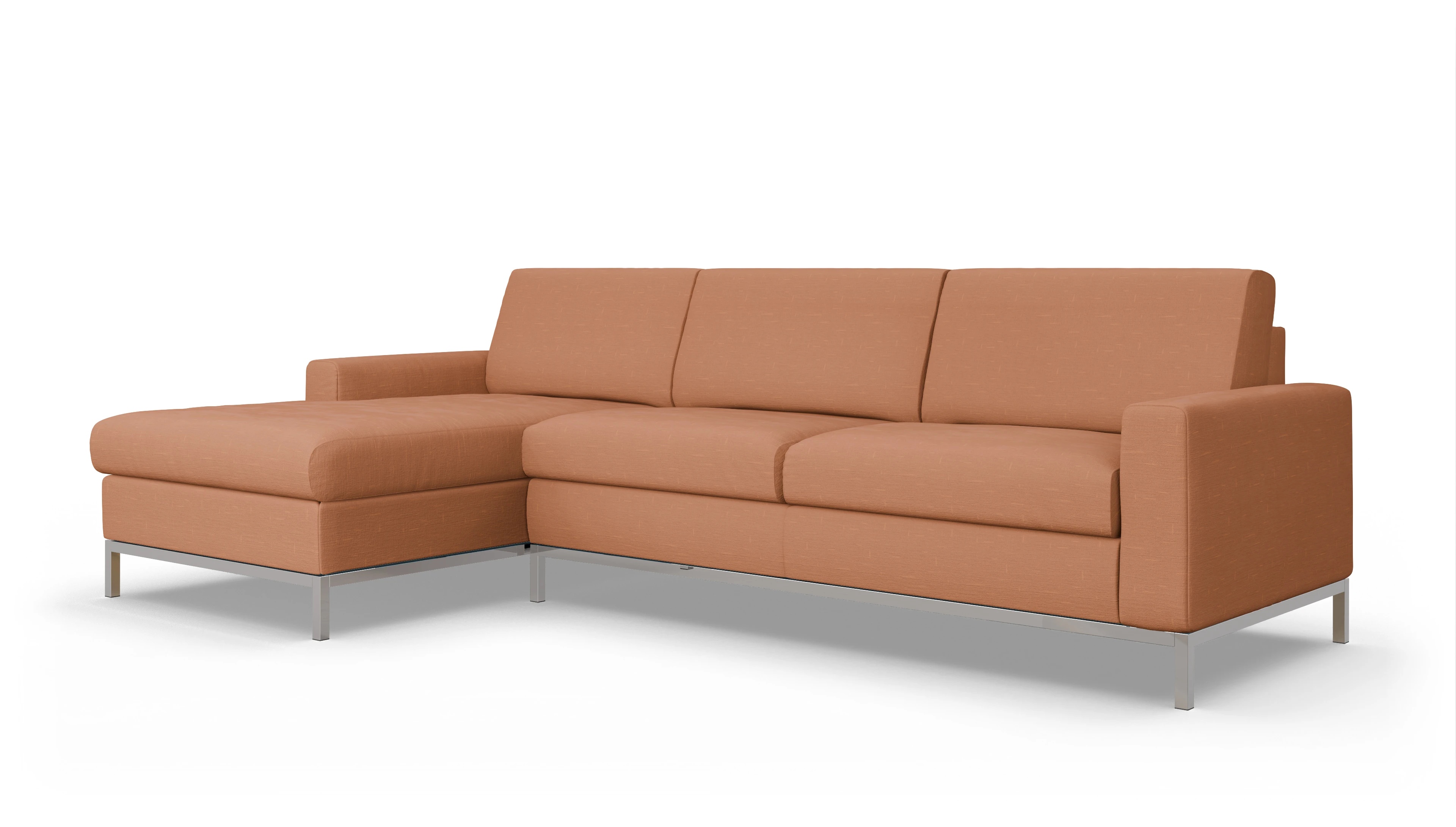 Eck-Schlafsofa Paglia in Stoff Ansicht des Produktes Paglia Sofa mit Rec links in Stoff orange