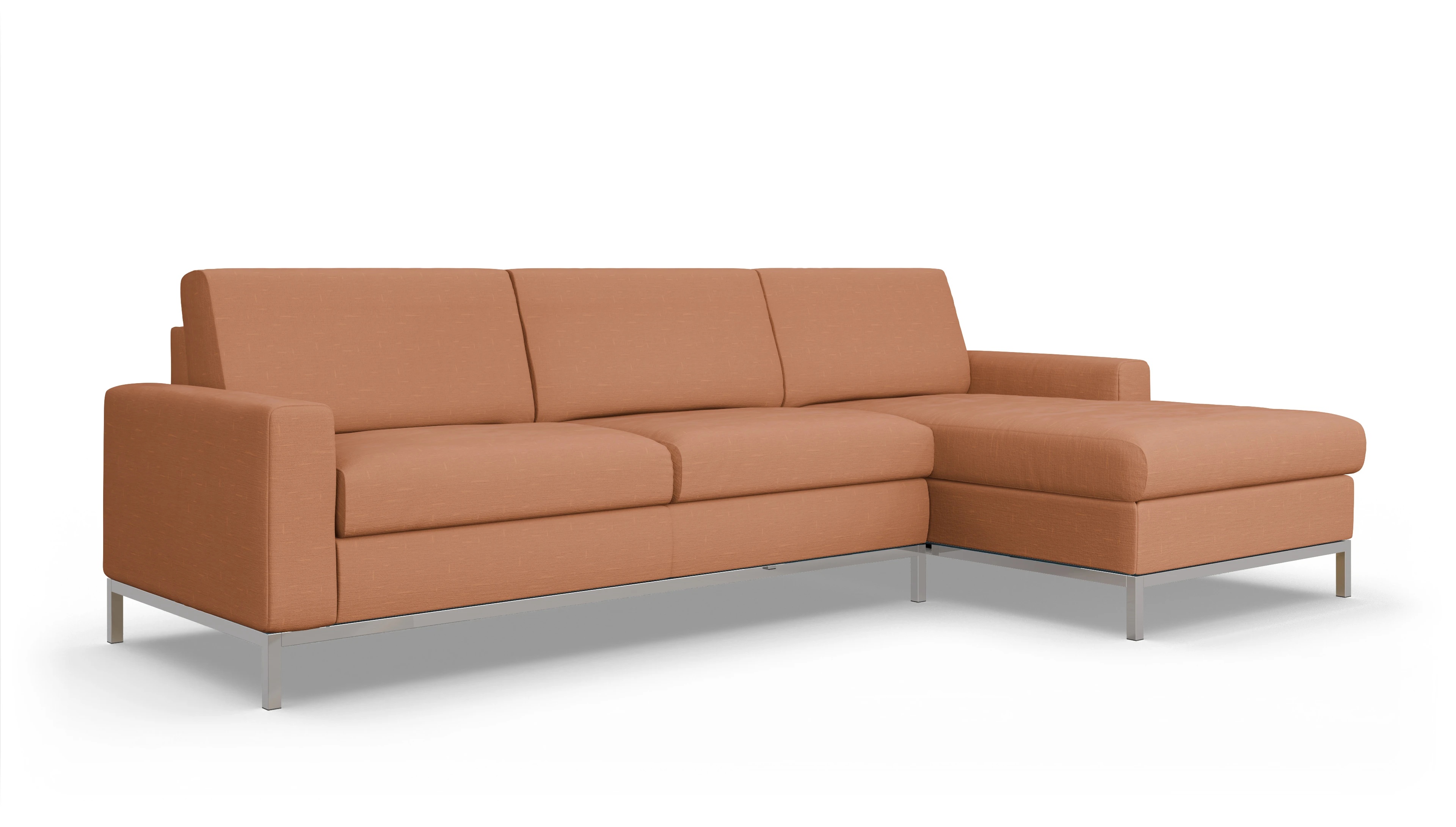 Ansicht des Produktes Paglia Sofa mit Rec rechts in Stoff orange