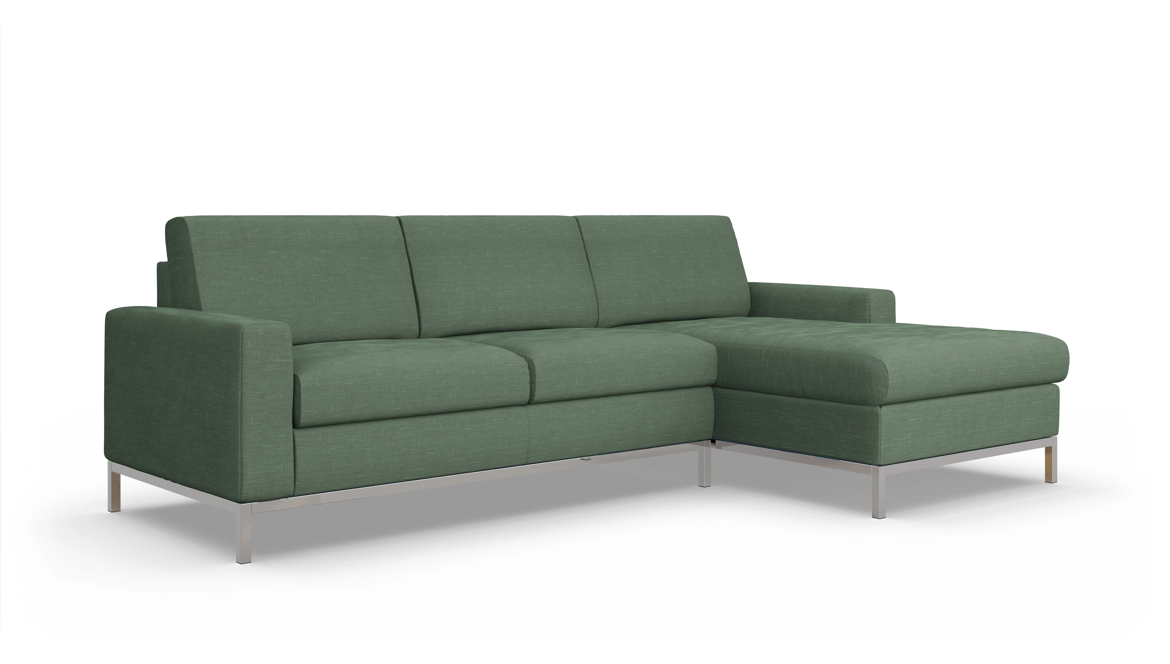 Eck-Schlafsofa Paglia in Stoff Ansicht des Produktes Paglia Sofa mit Rec rechts in Stoff grün