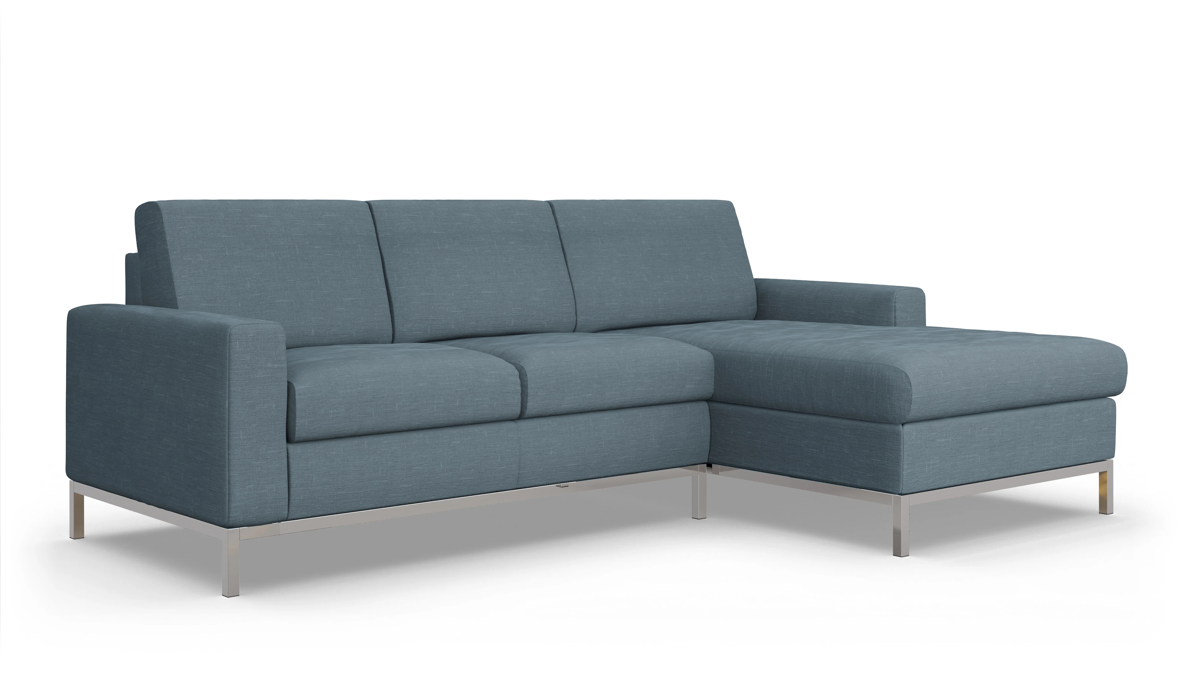 Eck-Schlafsofa Paglia in Stoff Ansicht des Produktes Paglia Sofa mit Rec rechts in Stoff blau