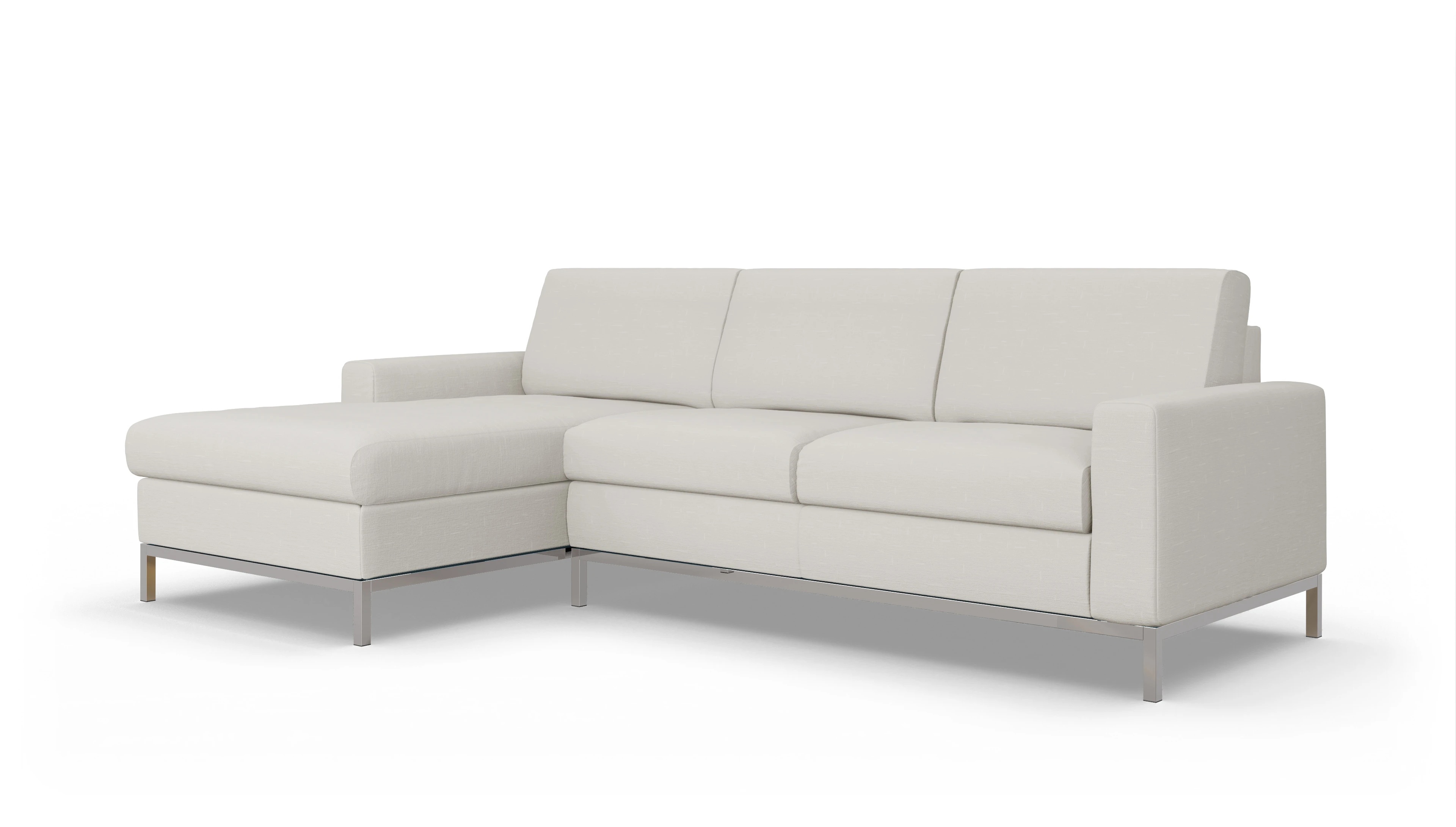 Eck-Schlafsofa Paglia in Stoff Ansicht des Produktes Paglia Sofa mit Rec links in Stoff weiß