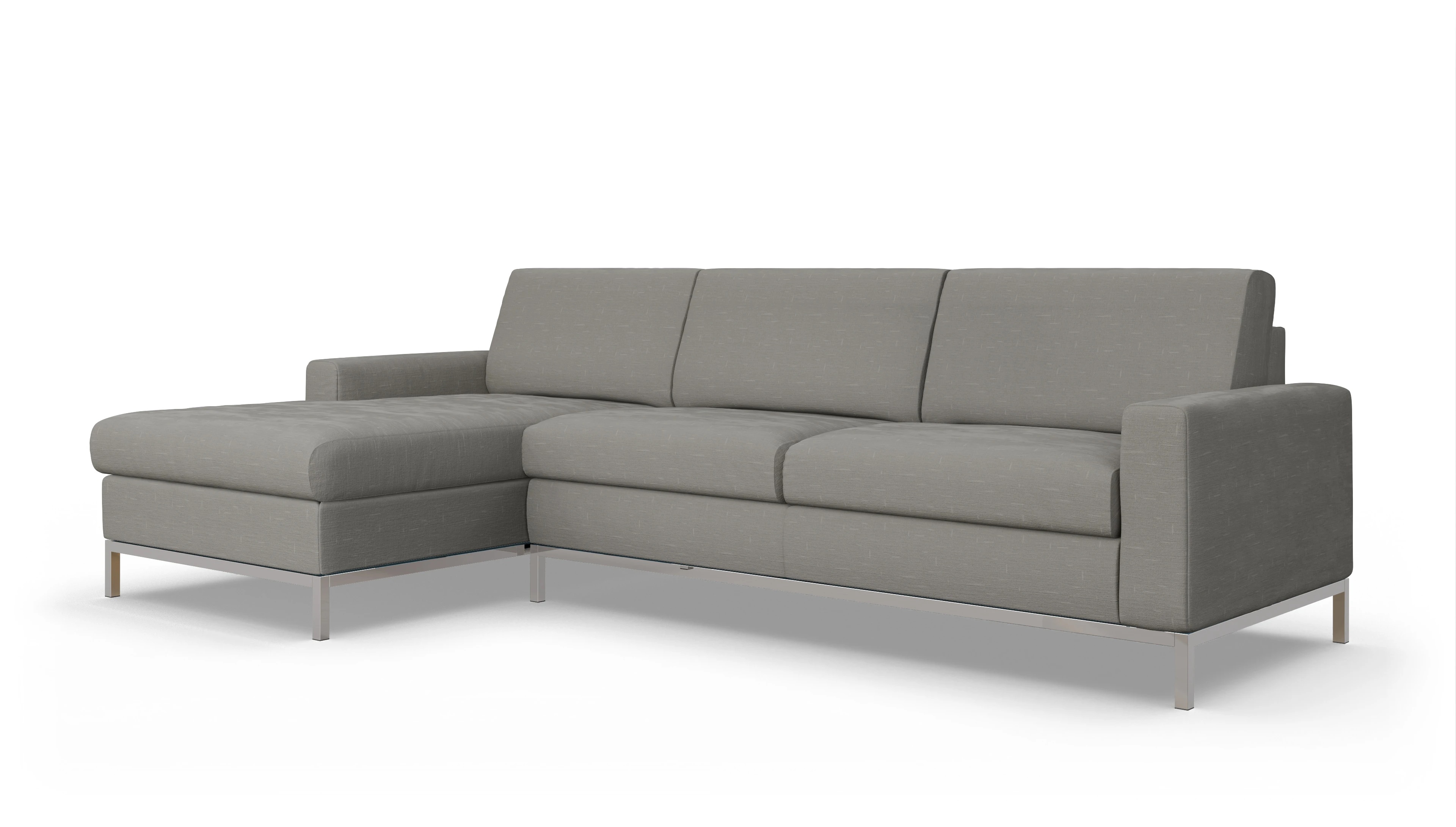 Eck-Schlafsofa Paglia in Stoff Ansicht des Produktes Paglia Sofa mit Rec links in Stoff grau