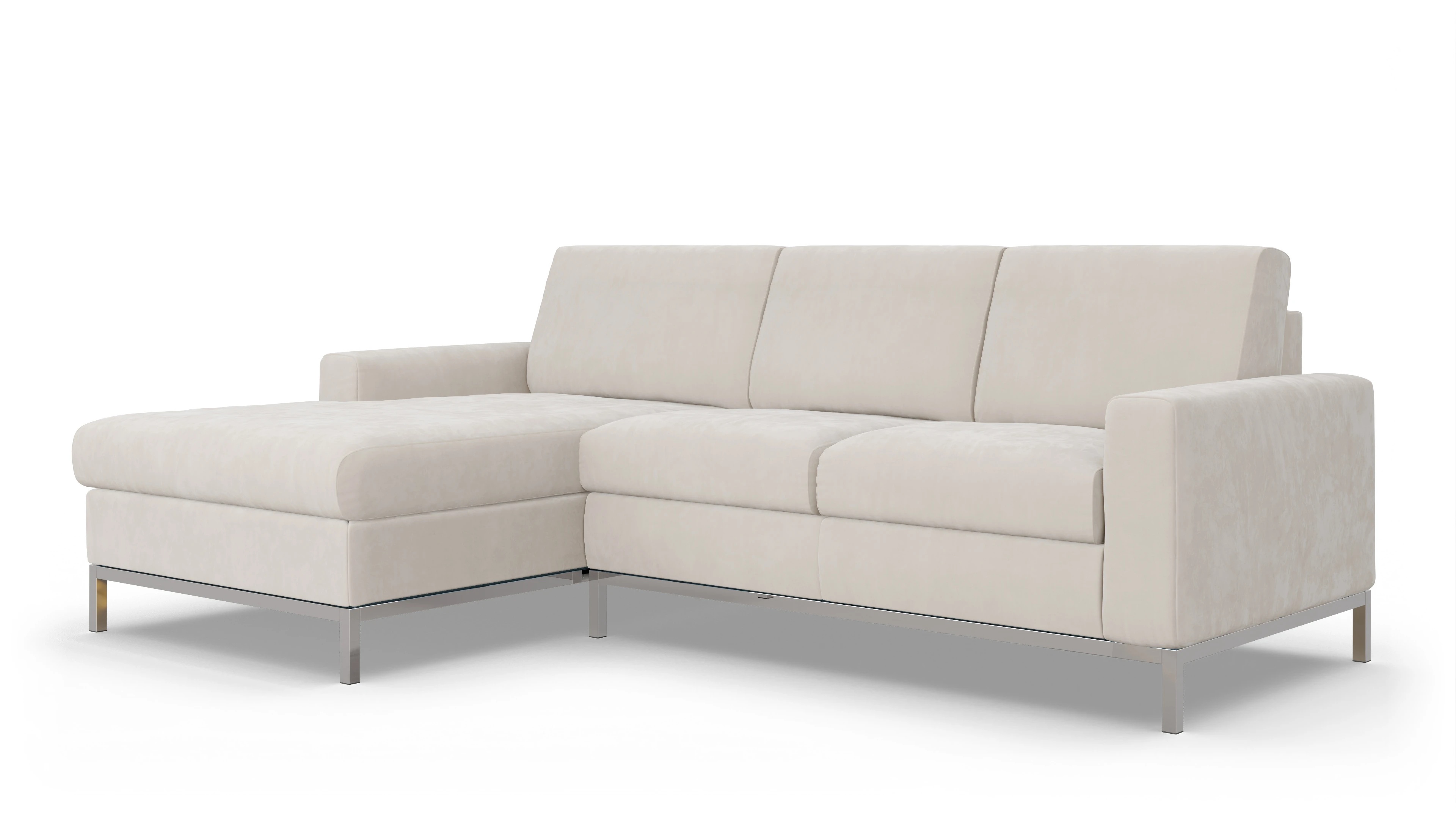 Eck-Schlafsofa Paglia in Stoff Ansicht des Produktes Paglia Sofa mit Rec links in Samt weiß