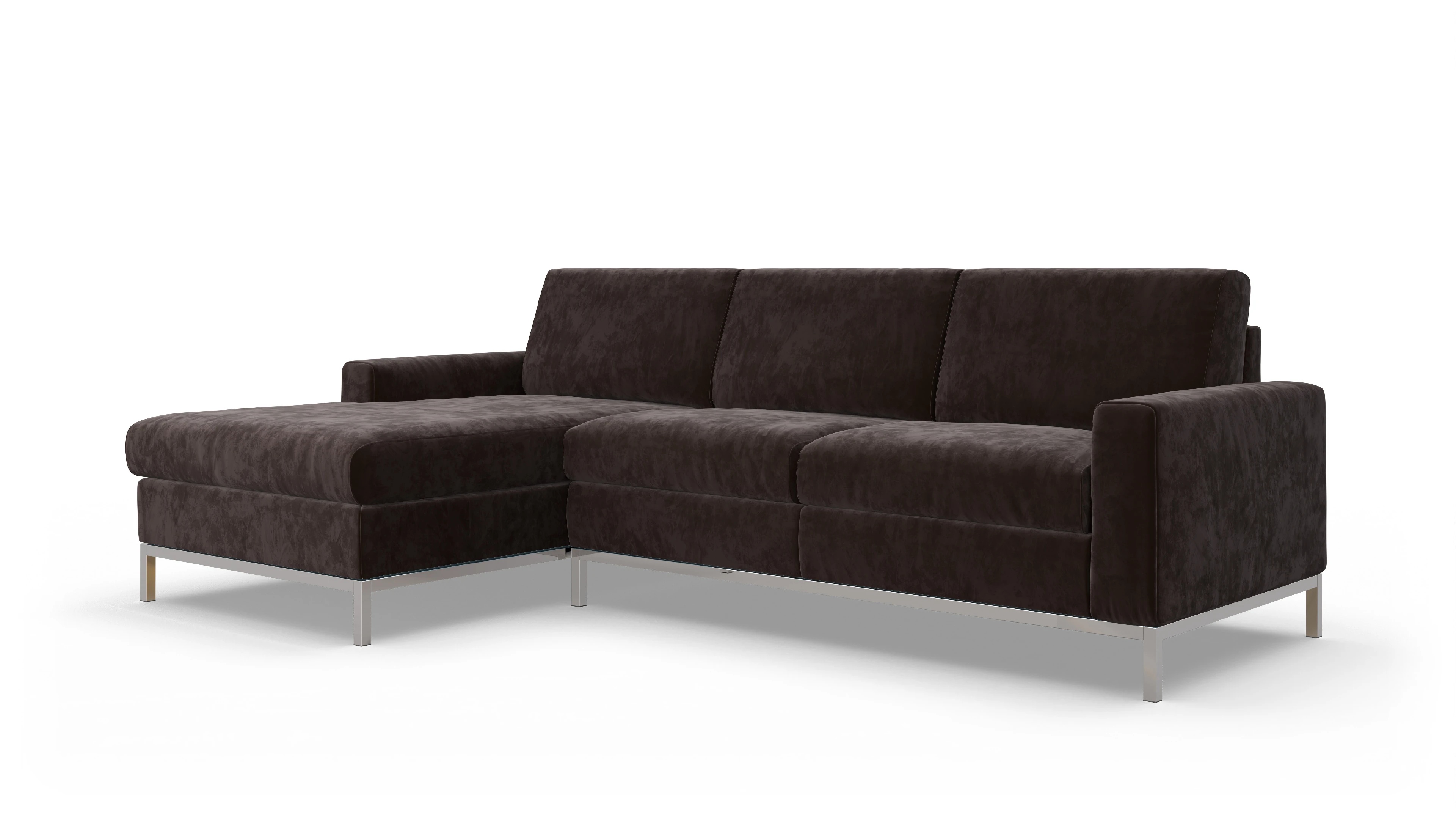 Ansicht des Produktes Paglia Sofa mit Rec links in Samt braun