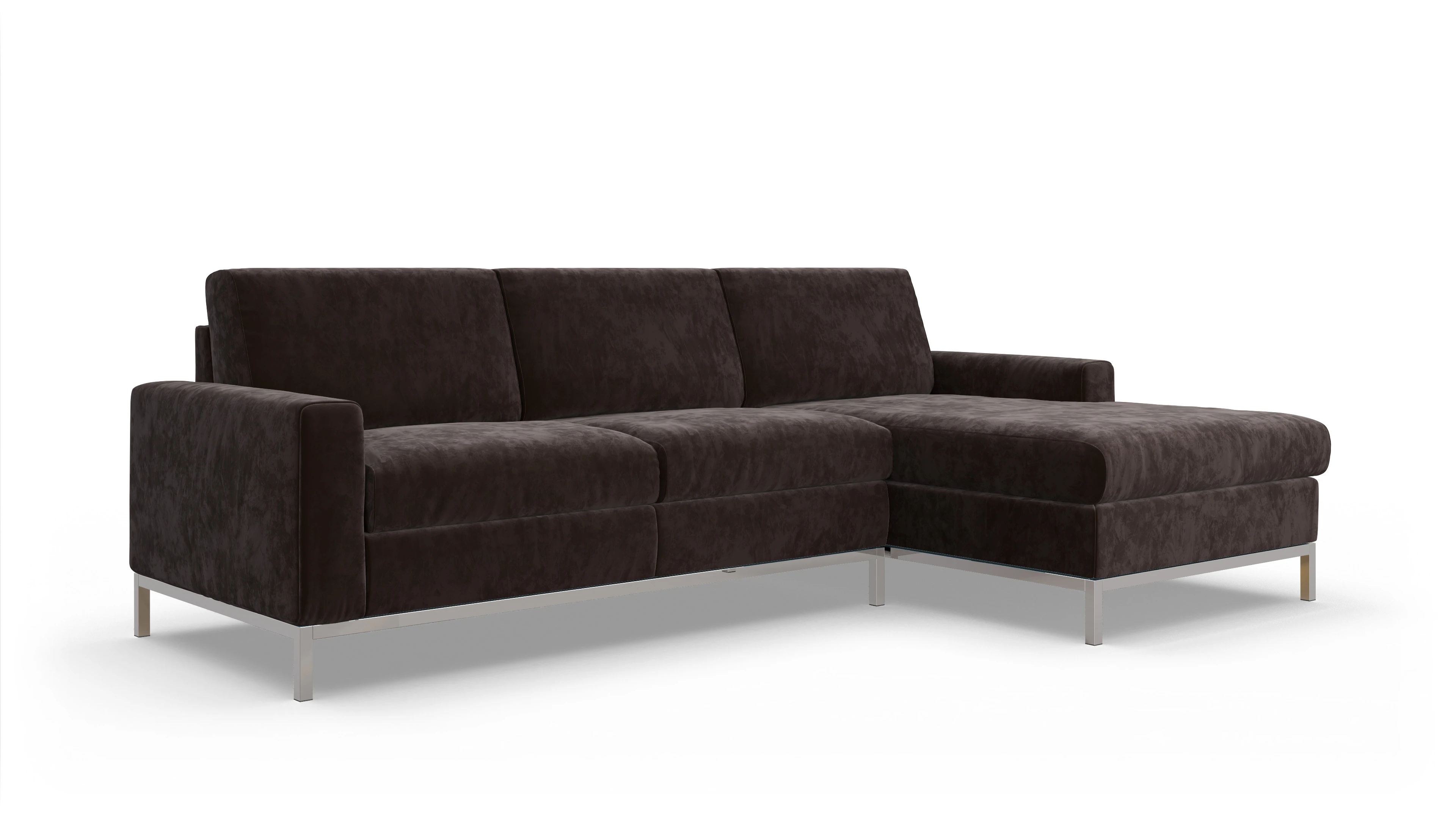 Ansicht des Produktes Paglia Sofa mit Rec rechts in Samt braun
