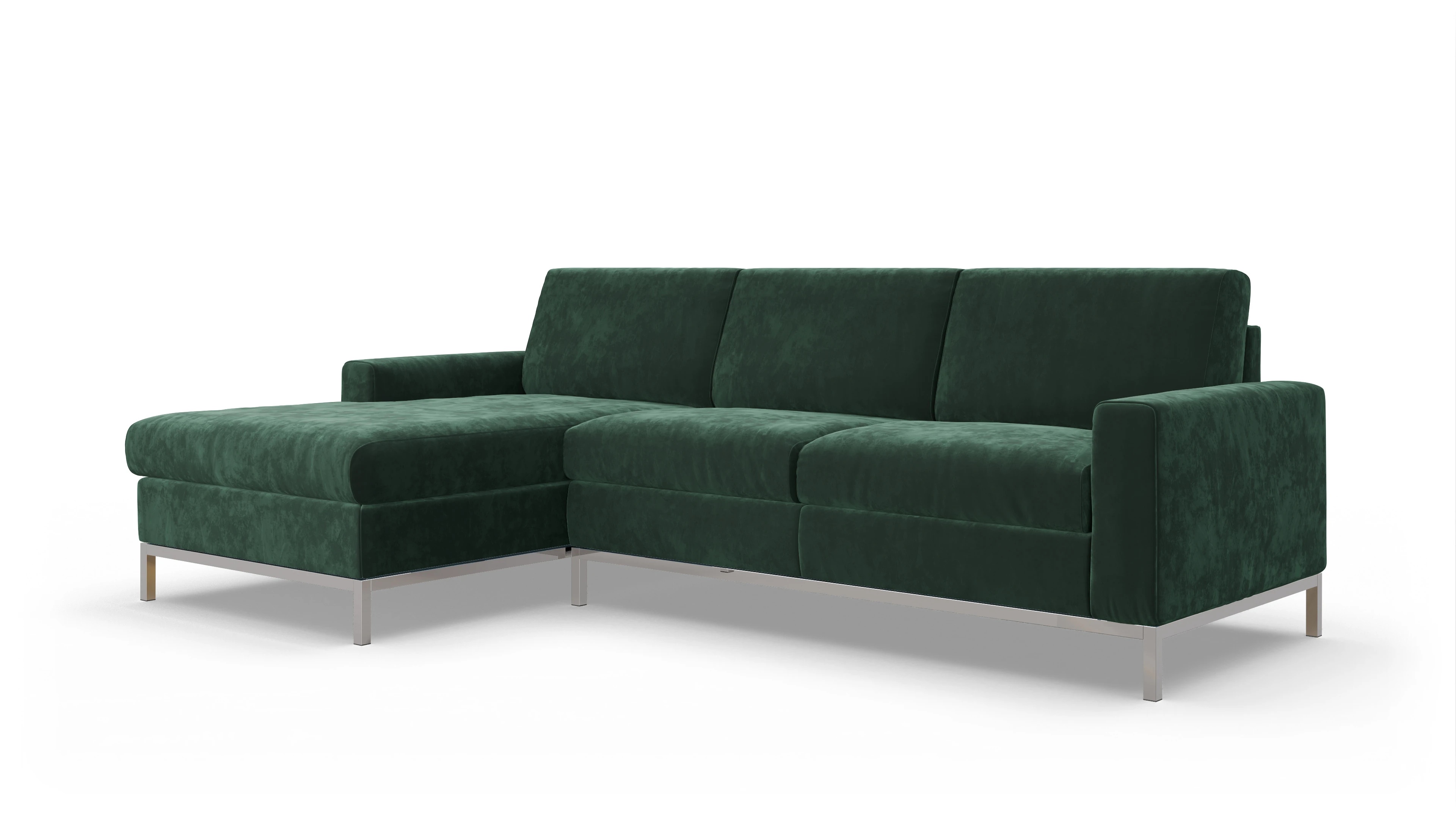 Ansicht des Produktes Paglia Sofa mit Rec links in Samt grün