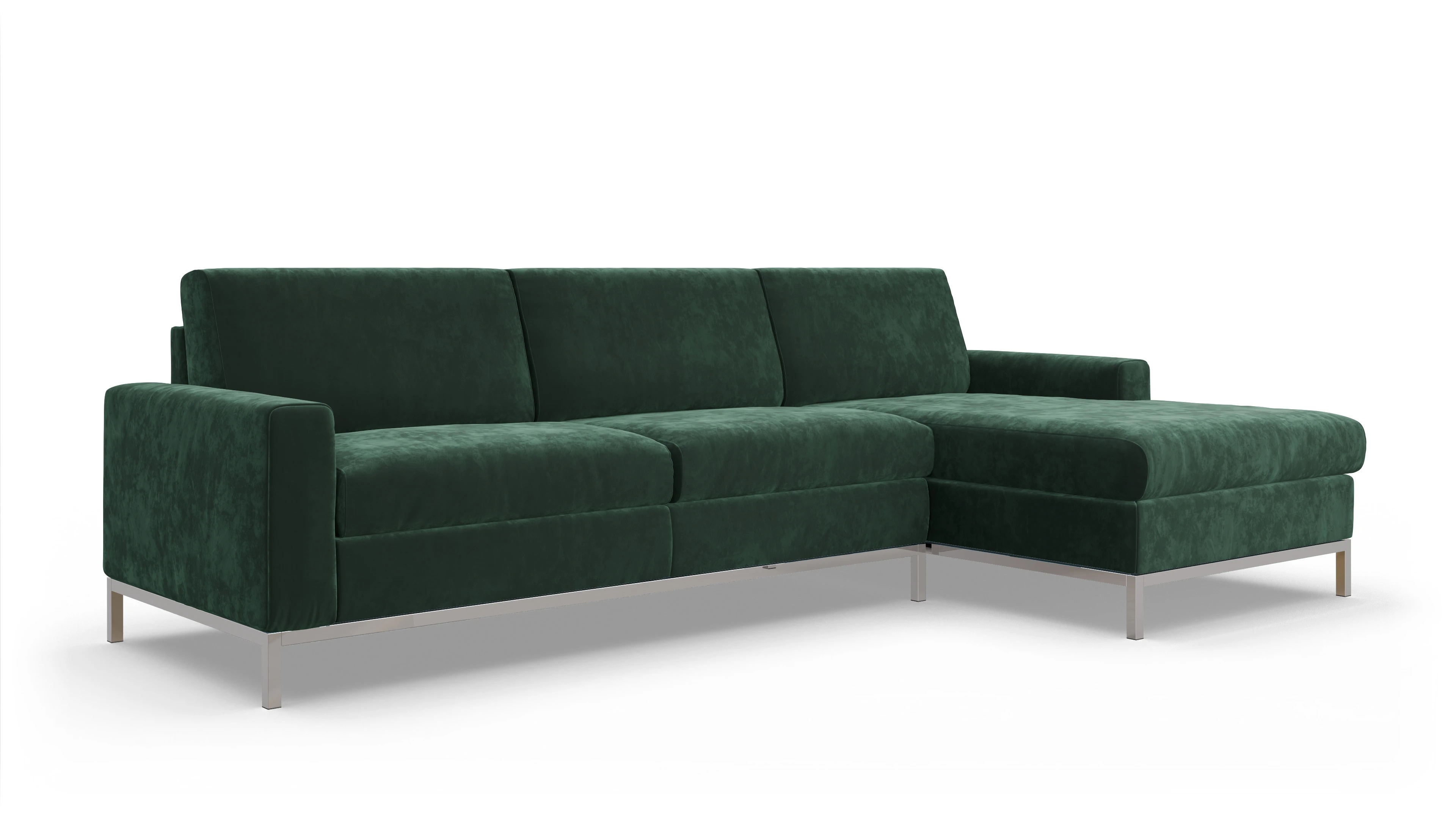 Ansicht des Produktes Paglia Sofa mit Rec rechts in Samt grün