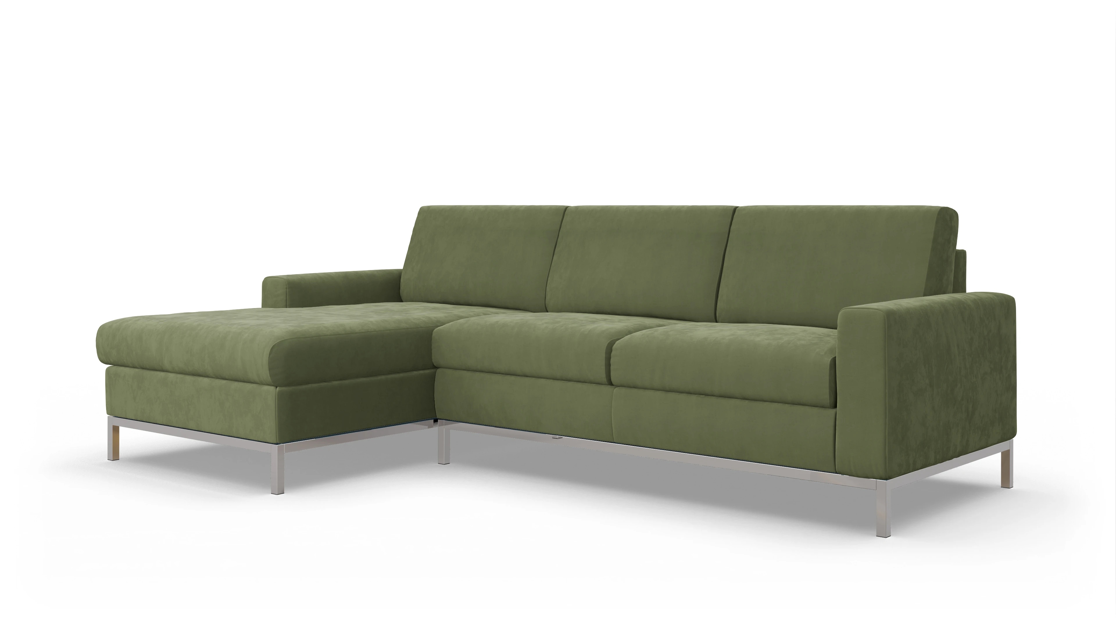 Ansicht des Produktes Paglia Sofa mit Rec links in Samt grün