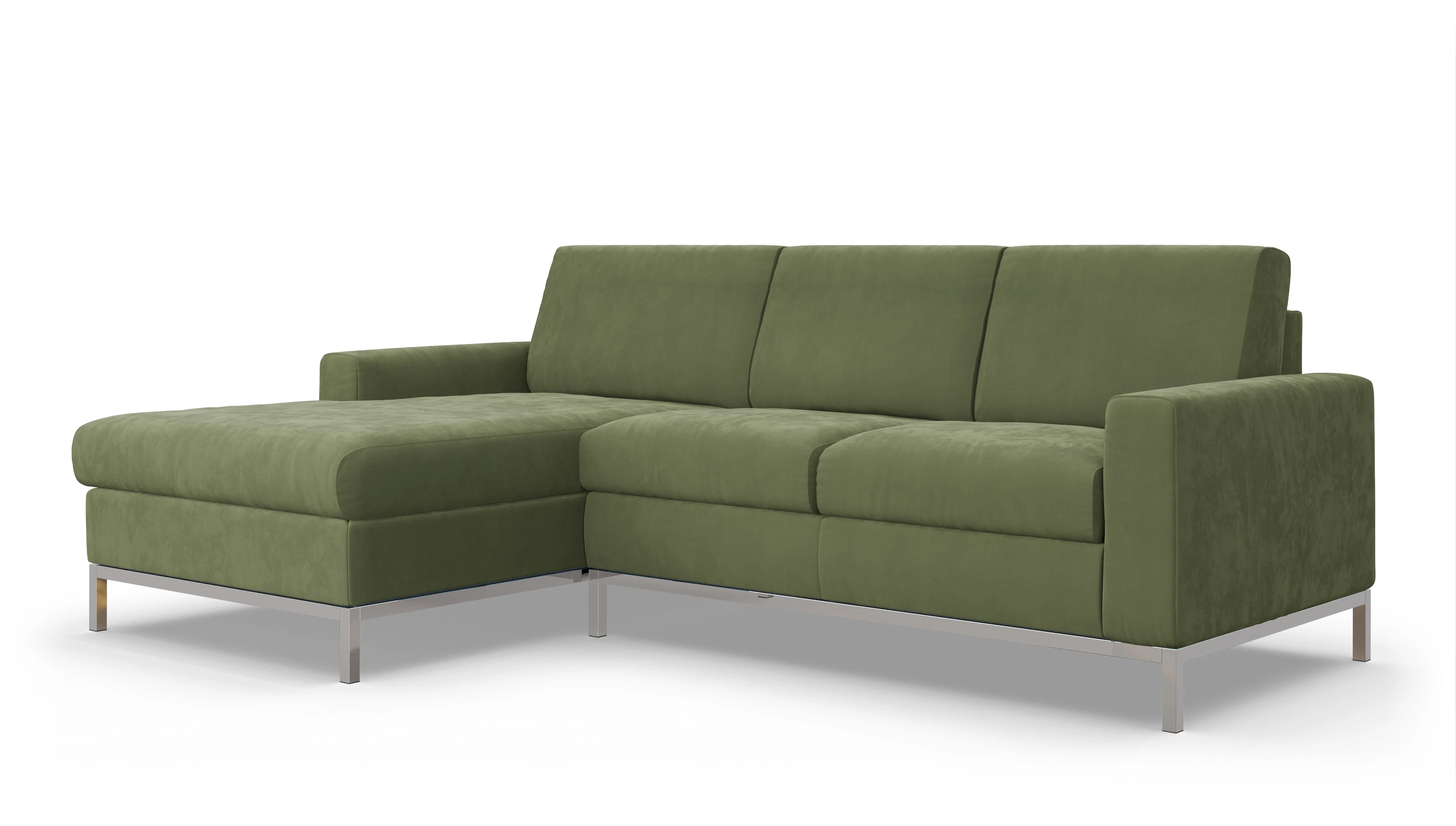 Eck-Schlafsofa Paglia in Stoff Ansicht des Produktes Paglia Sofa mit Rec links in Samt grün