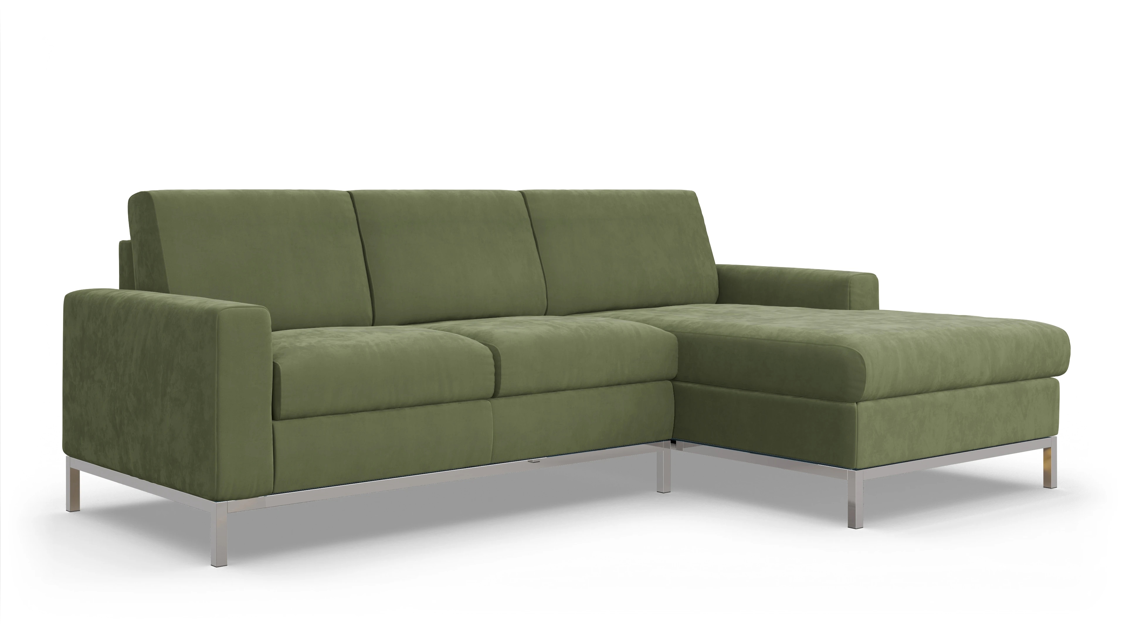 Eck-Schlafsofa Paglia in Stoff Ansicht des Produktes Paglia Sofa mit Rec rechts in Samt grün