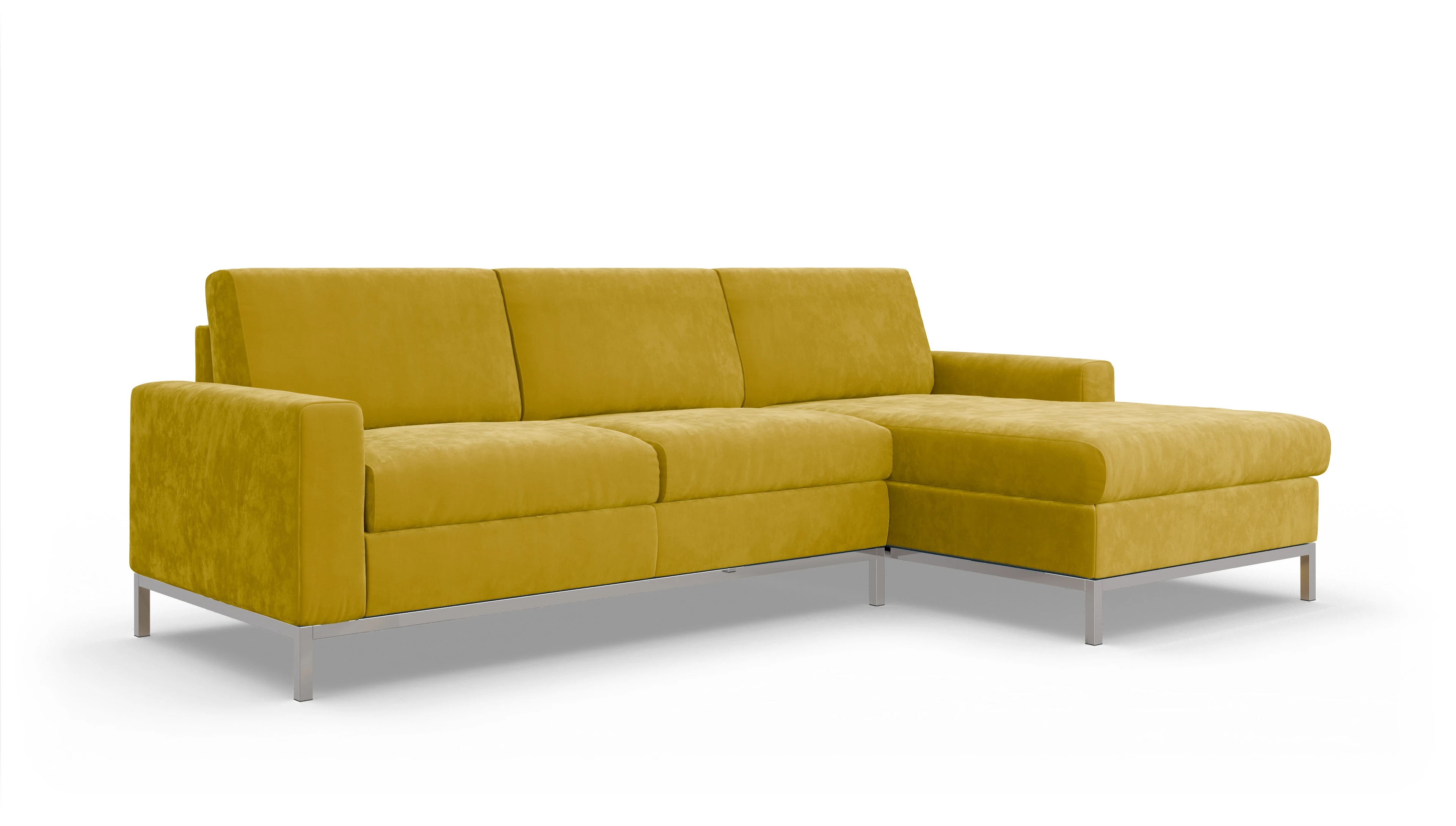Ansicht des Produktes Paglia Sofa mit Rec rechts in Samt gelb