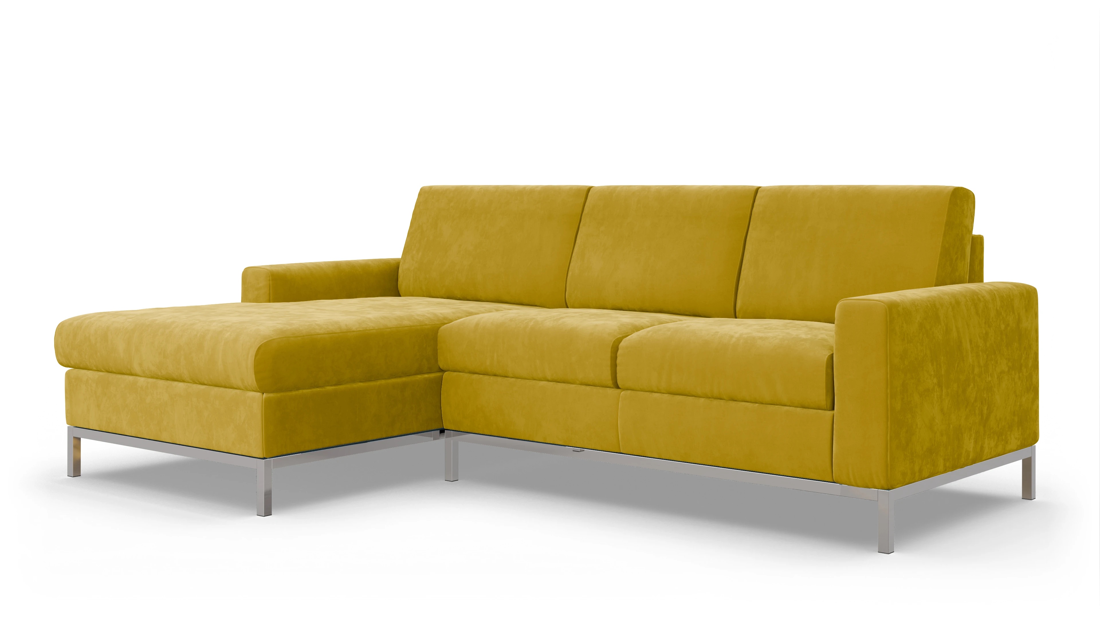 Ansicht des Produktes Paglia Sofa mit Rec links in Samt gelb