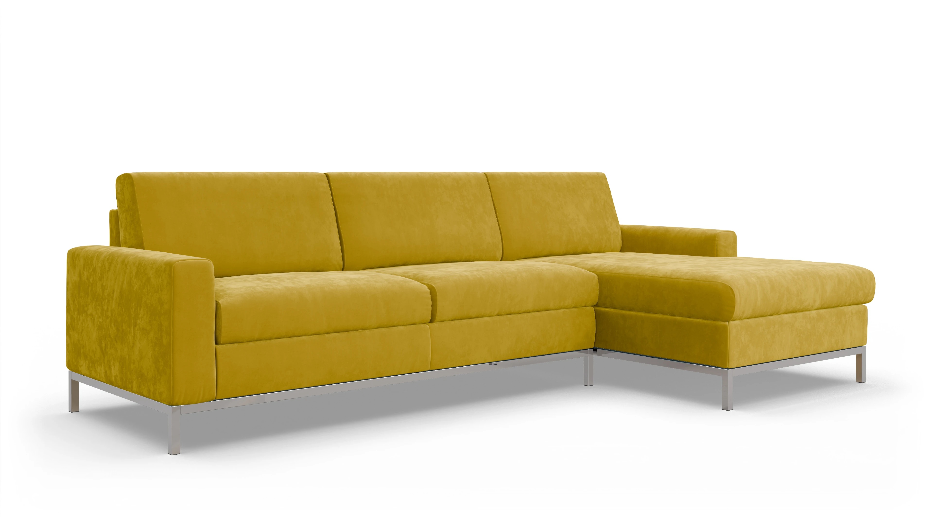 Eck-Schlafsofa Paglia in Stoff Ansicht des Produktes Paglia Sofa mit Rec rechts in Samt gelb